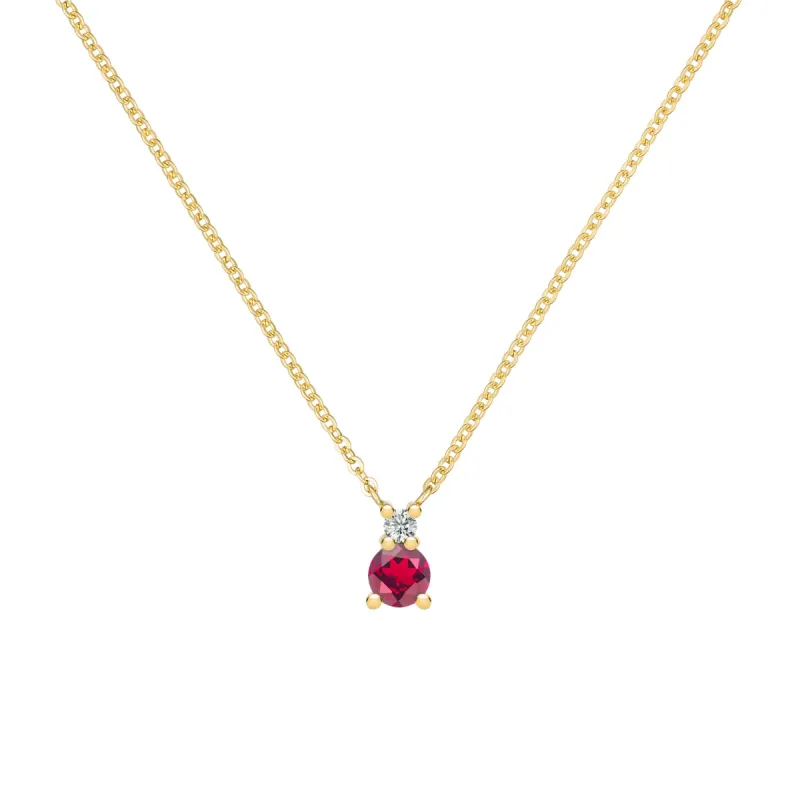 Greenwich Solitaire Ruby & Diamond Necklace in 14k Gold (July) sold by Haverhill