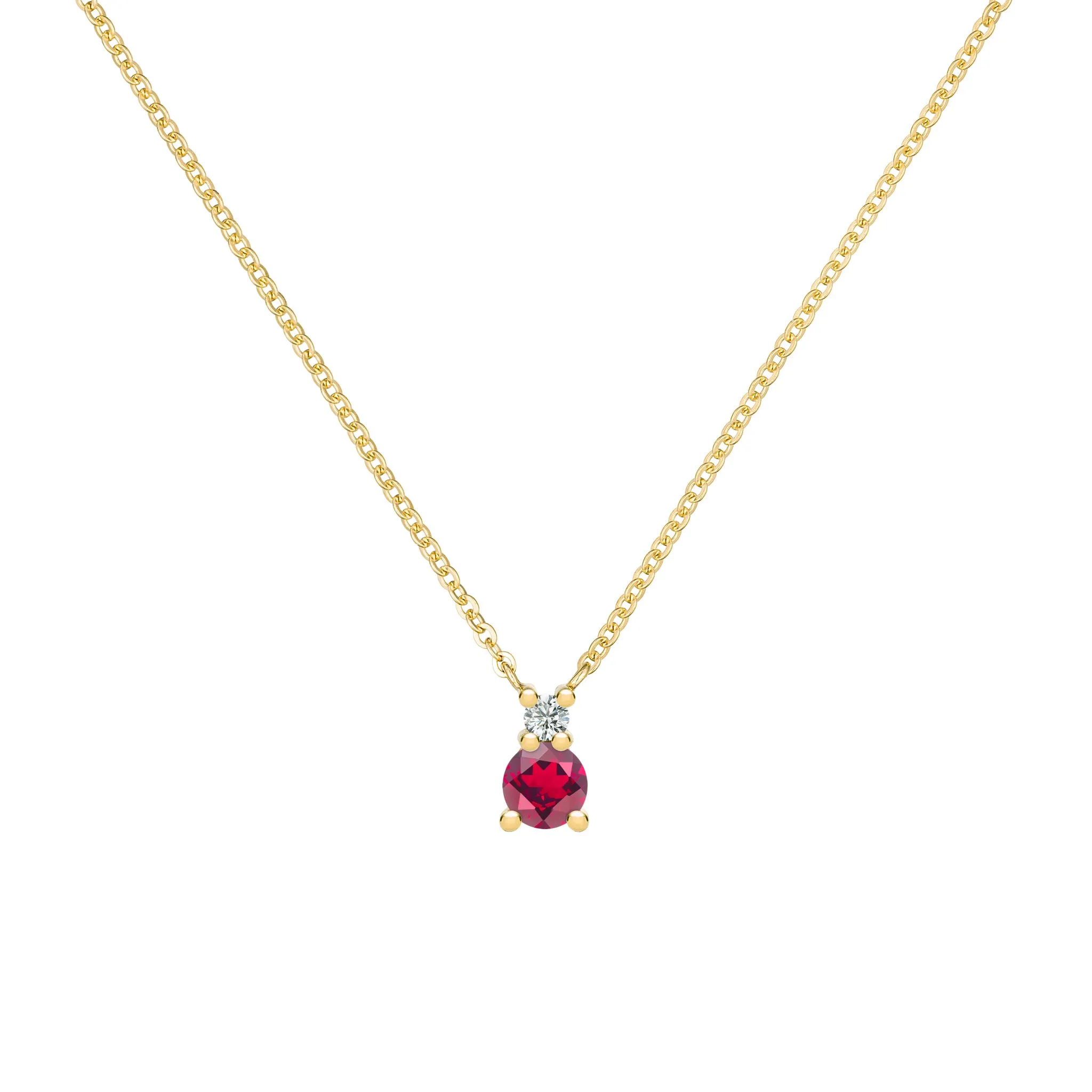 Greenwich Solitaire Ruby & Diamond Necklace in 14k Gold (July) sold by Haverhill