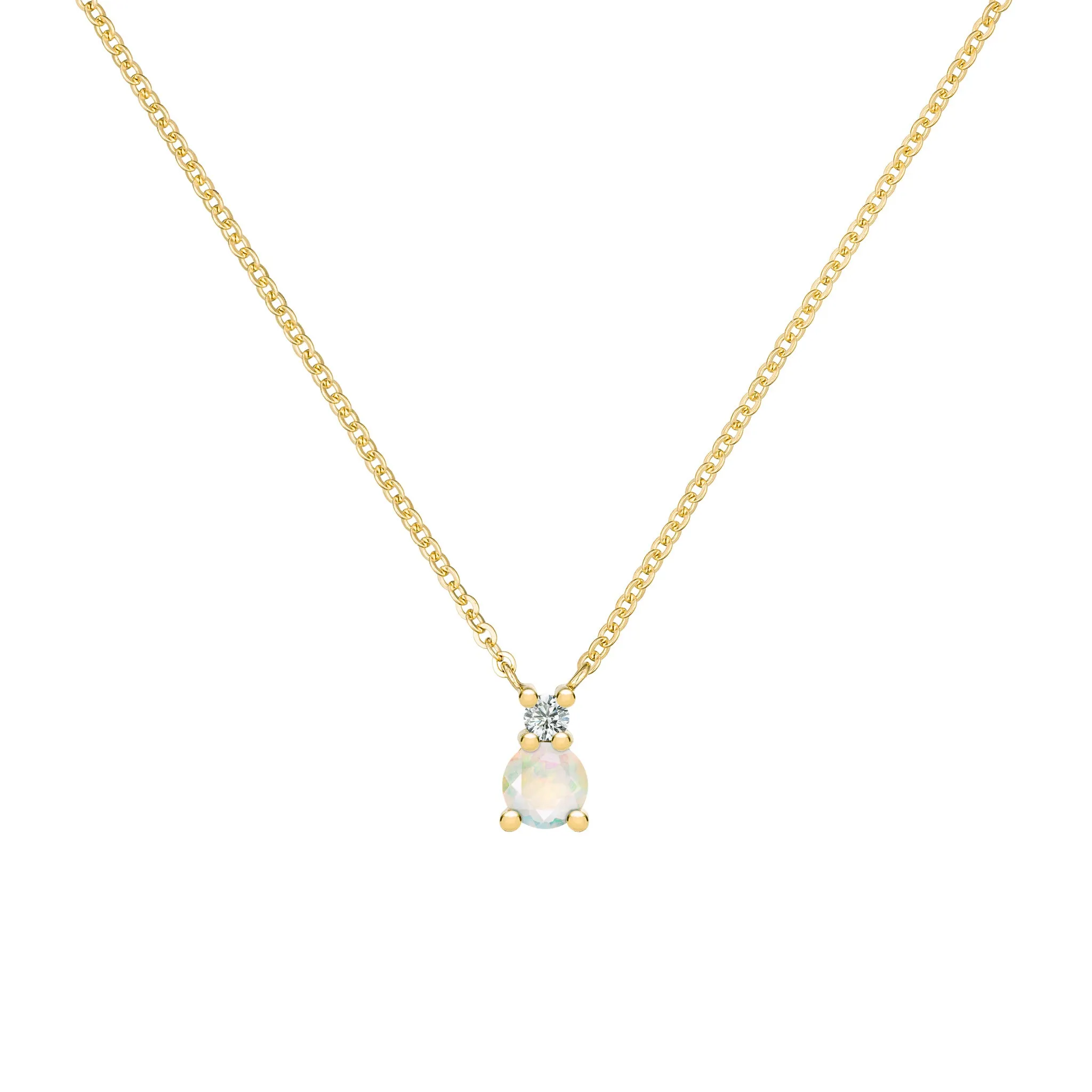 Greenwich Solitaire Opal & Diamond Necklace in 14k Gold (October) sold by Haverhill