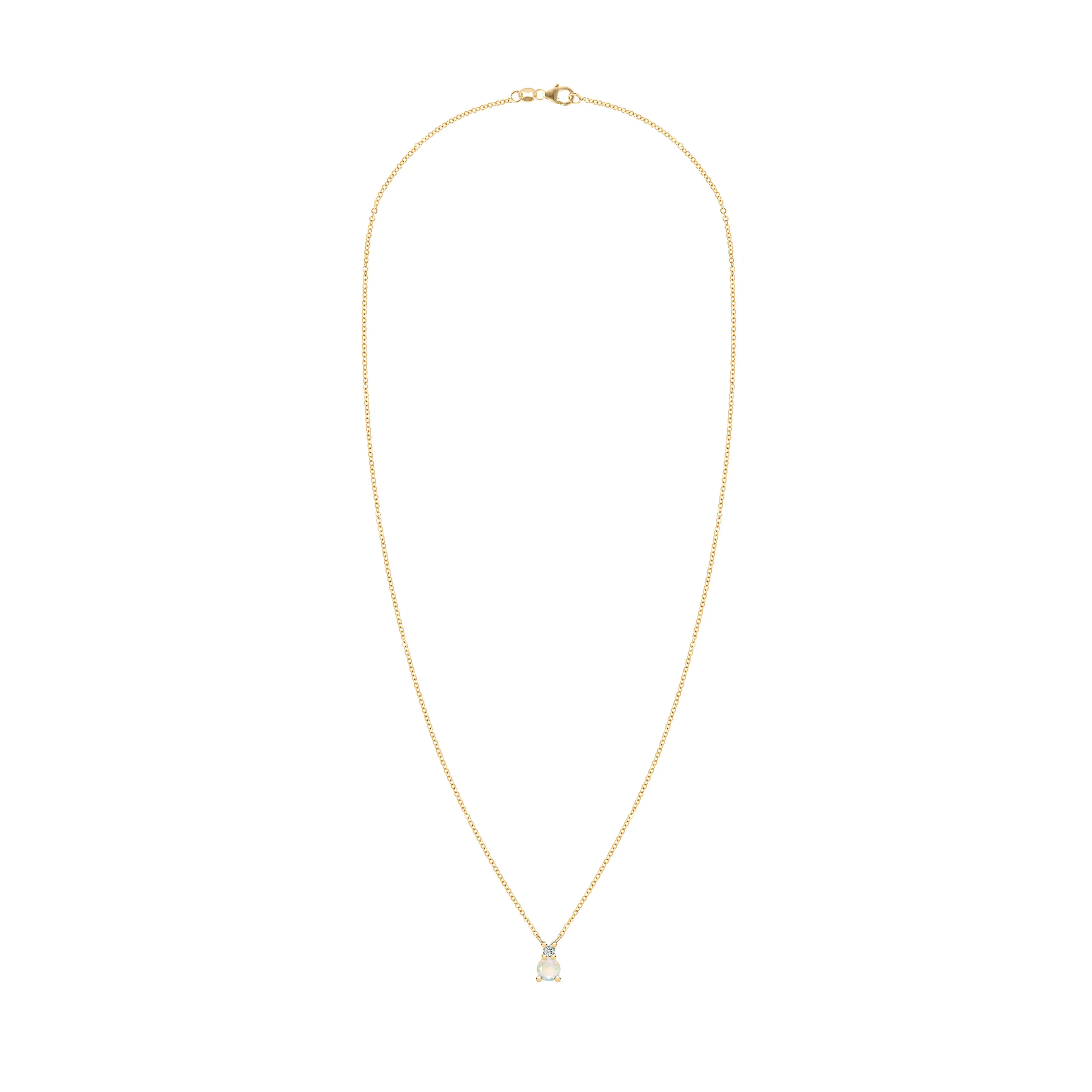 Greenwich Solitaire Opal & Diamond Necklace in 14k Gold (October) sold by Haverhill product image thumbnail 4
