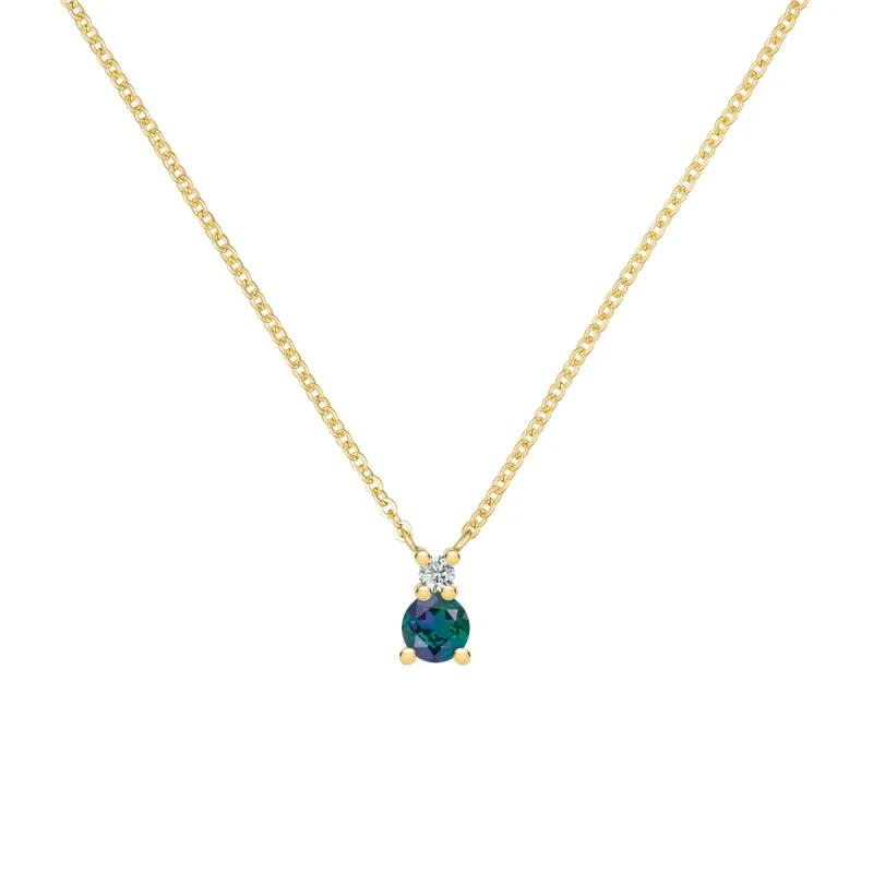 Greenwich Solitaire Alexandrite & Diamond Necklace in 14k Gold (June) sold by Haverhill