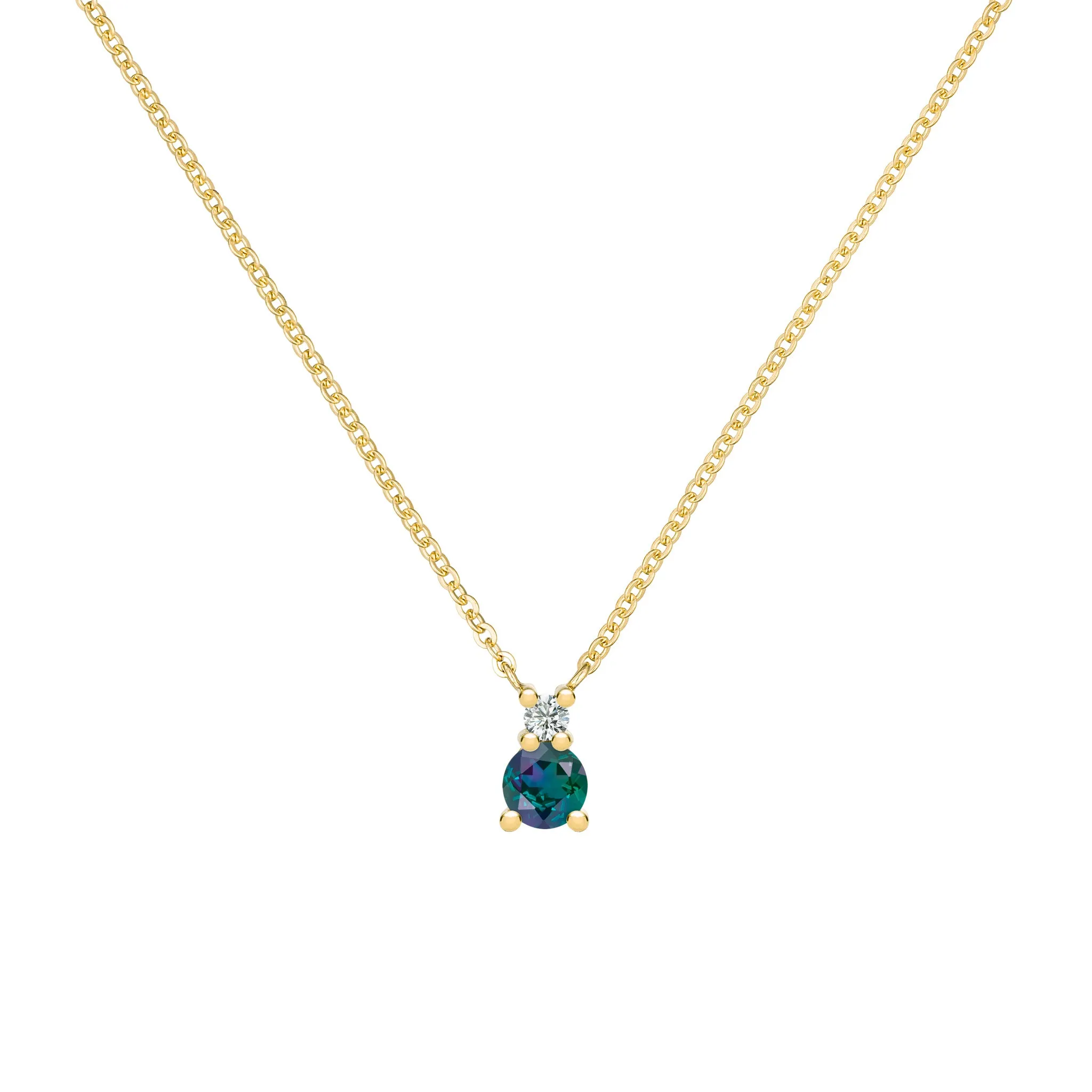 Greenwich Solitaire Alexandrite & Diamond Necklace in 14k Gold (June) sold by Haverhill