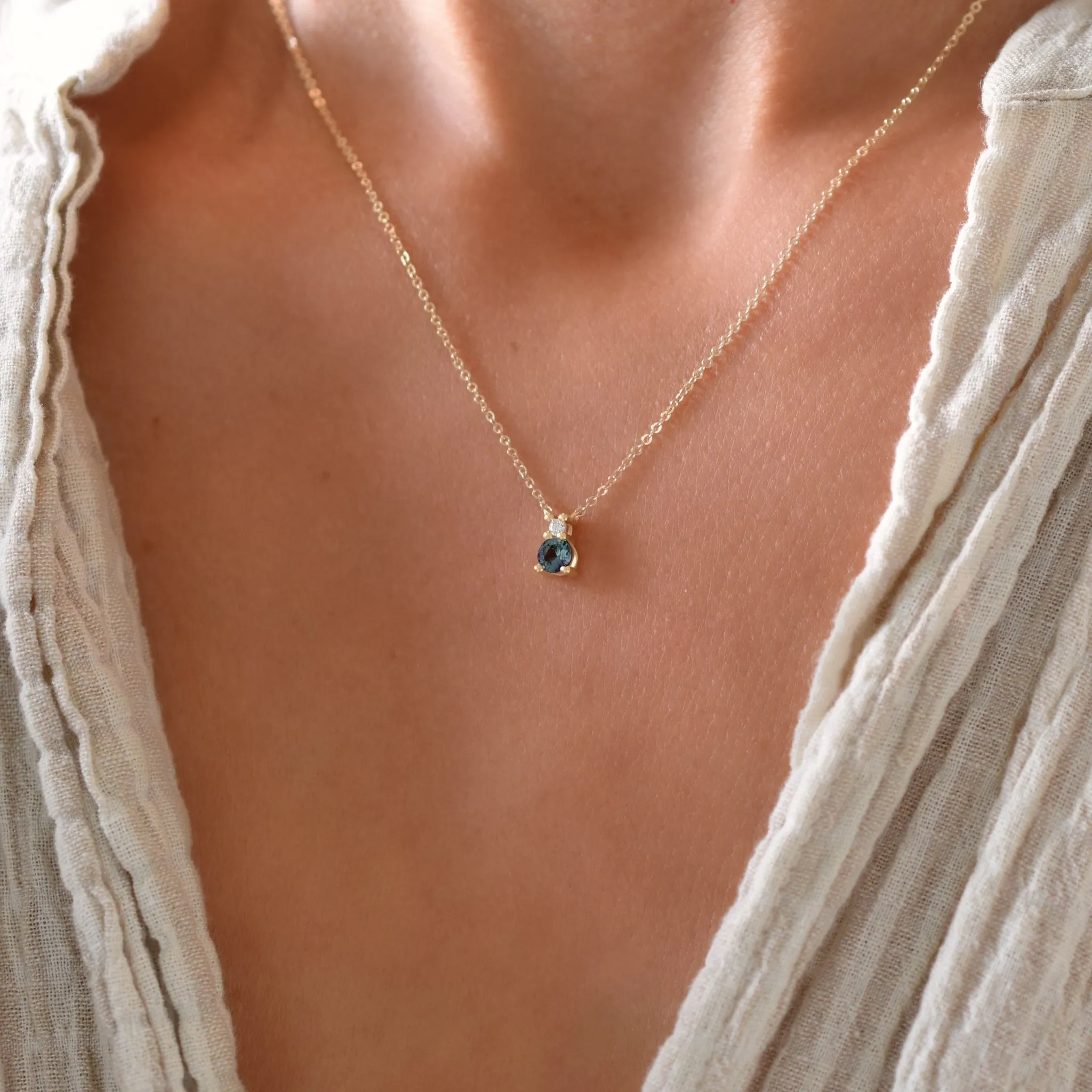 Greenwich Solitaire Alexandrite & Diamond Necklace in 14k Gold (June) sold by Haverhill product image thumbnail 3