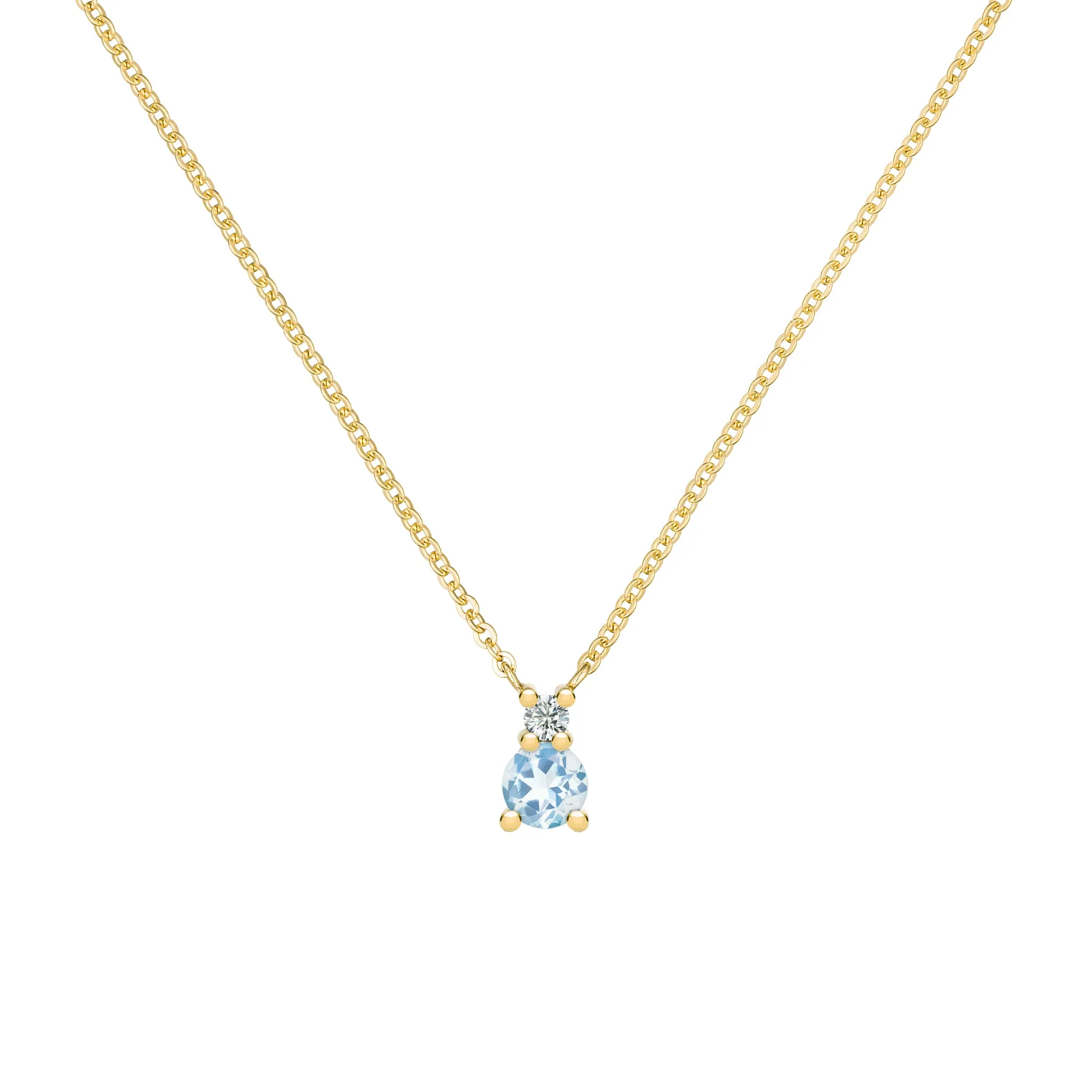 Greenwich Solitaire Aquamarine & Diamond Necklace in 14k Gold (March) sold by Haverhill