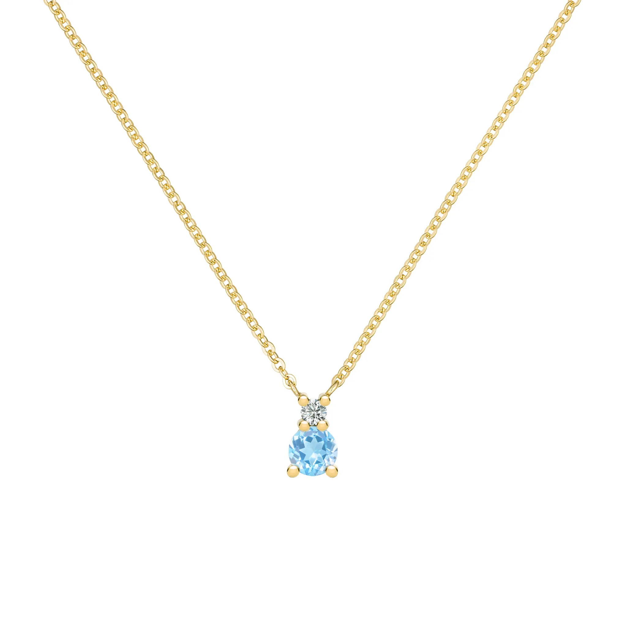 Greenwich Solitaire Nantucket Blue Topaz & Diamond Necklace in 14k Gold (December) sold by Haverhill