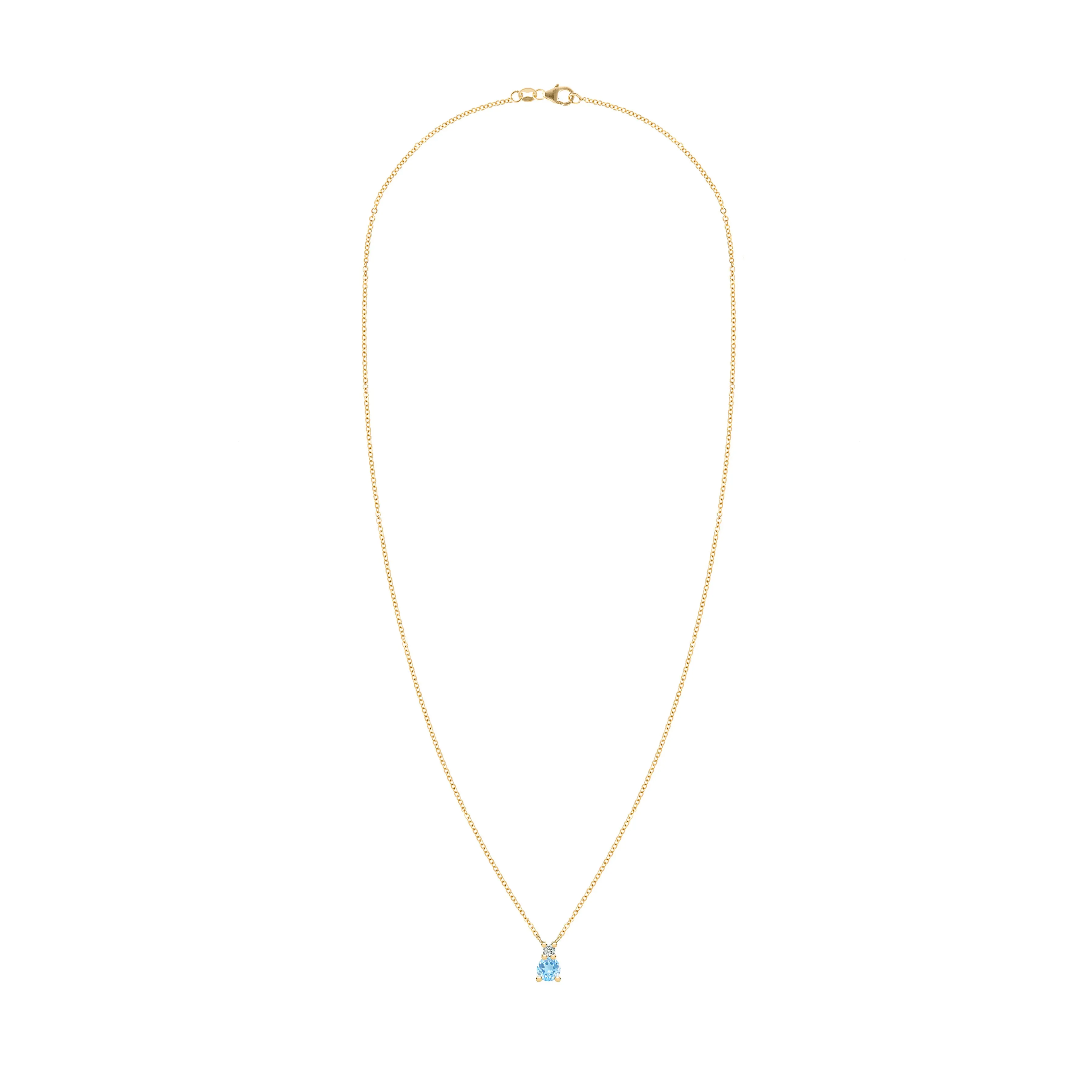 Greenwich Solitaire Nantucket Blue Topaz & Diamond Necklace in 14k Gold (December) sold by Haverhill product image thumbnail 4
