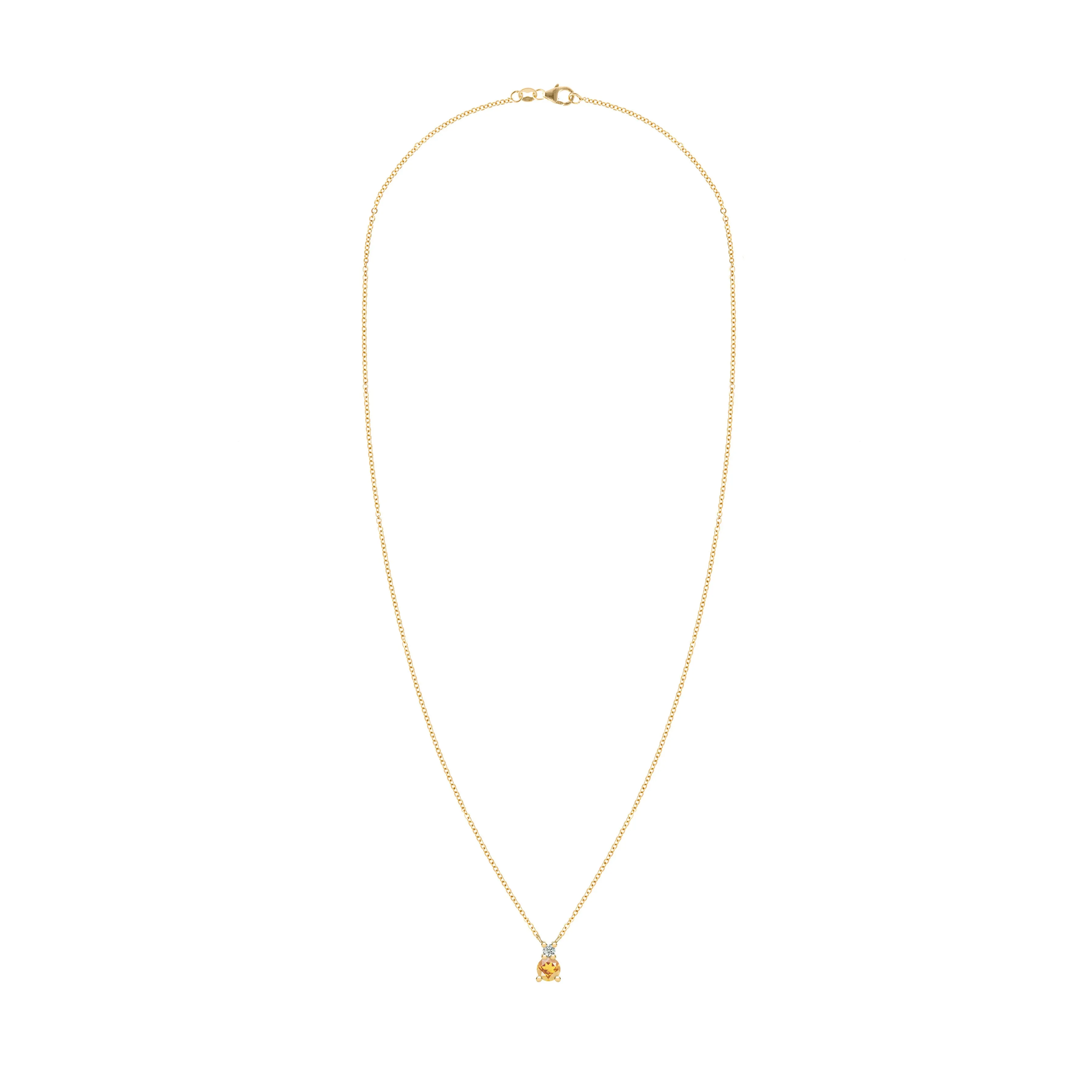 Greenwich Solitaire Citrine & Diamond Necklace in 14k Gold (November) sold by Haverhill product image thumbnail 4