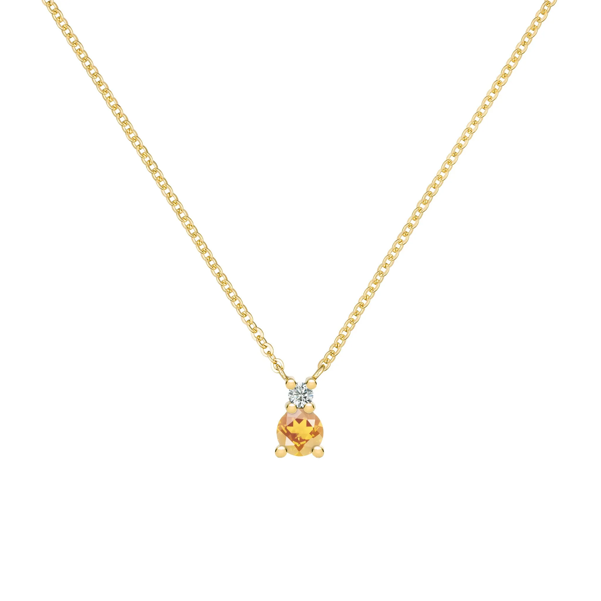 Greenwich Solitaire Citrine & Diamond Necklace in 14k Gold (November) sold by Haverhill