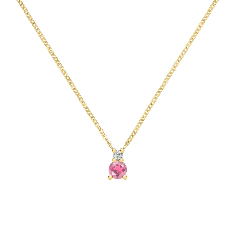 Greenwich Solitaire Pink Tourmaline & Diamond Necklace in 14k Gold (October) sold by Haverhill