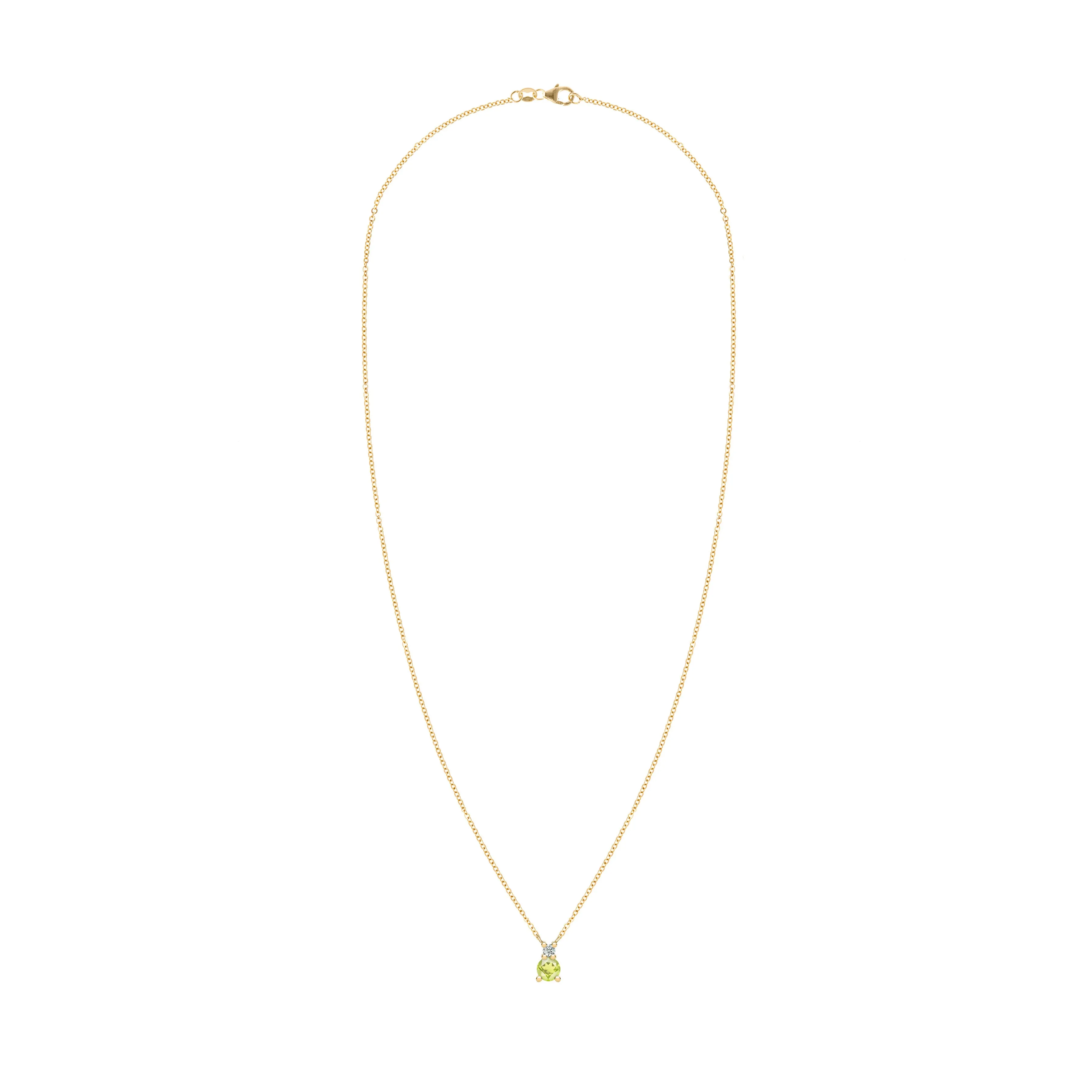 Greenwich Solitaire Peridot & Diamond Necklace in 14k Gold (August) sold by Haverhill product image thumbnail 4