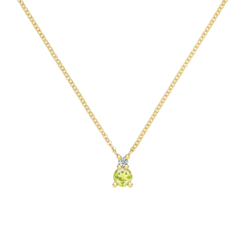 Greenwich Solitaire Peridot & Diamond Necklace in 14k Gold (August) sold by Haverhill