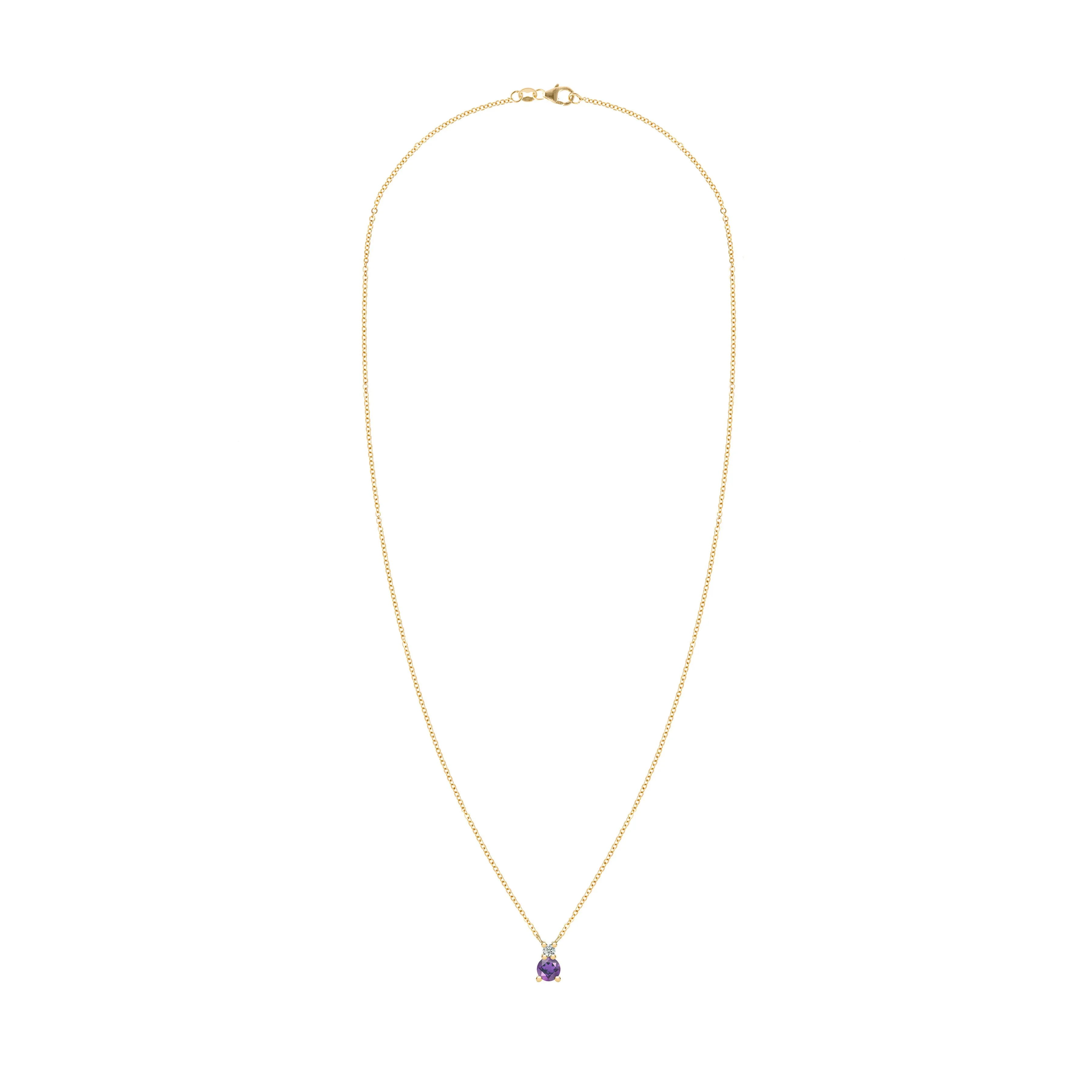 Greenwich Solitaire Amethyst & Diamond Necklace in 14k Gold (February) sold by Haverhill product image thumbnail 4