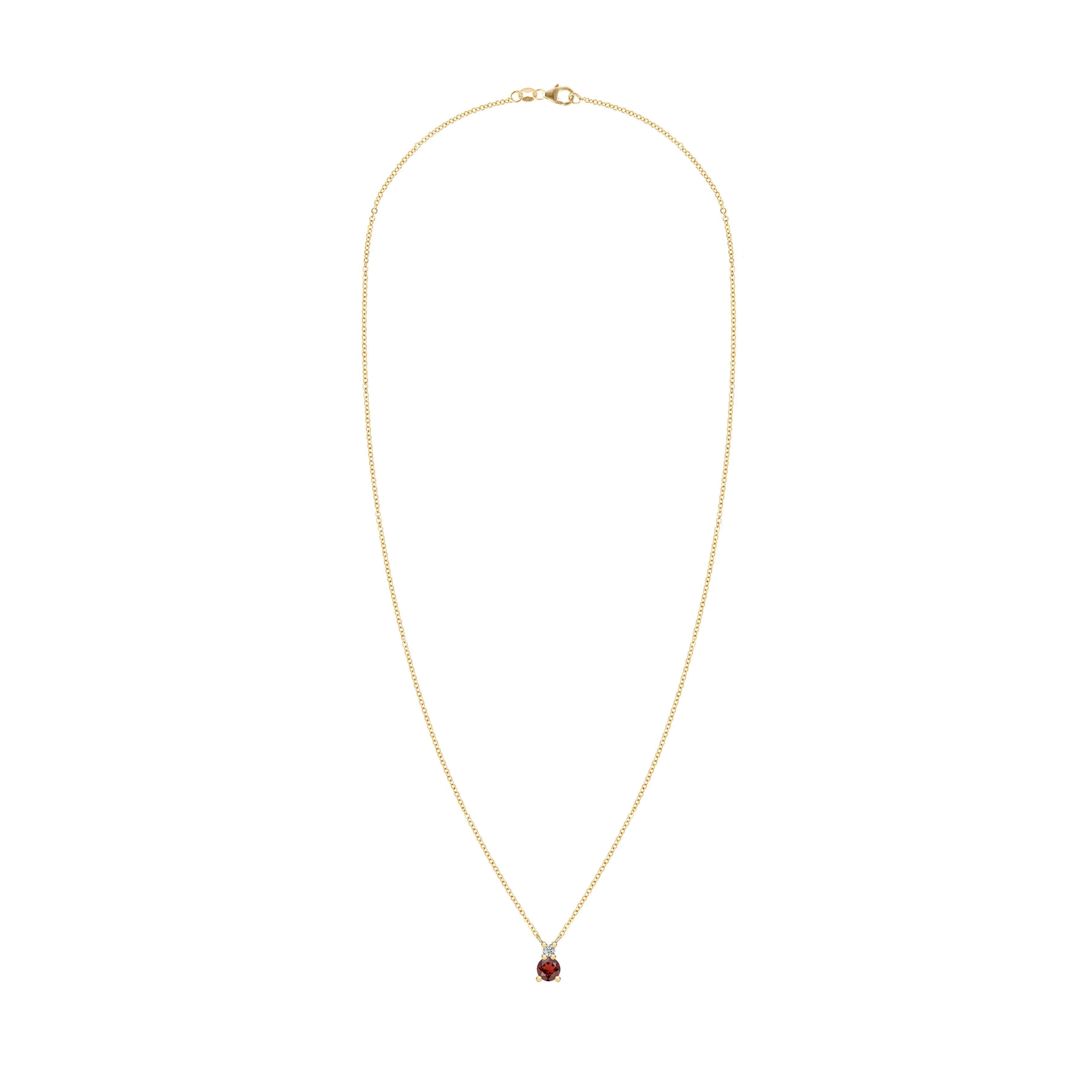 Greenwich Solitaire Garnet & Diamond Necklace in 14k Gold (January) sold by Haverhill product image thumbnail 4