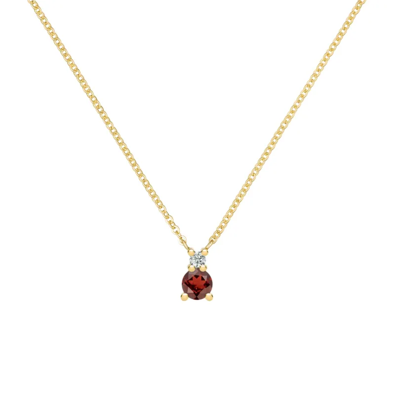 Greenwich Solitaire Garnet & Diamond Necklace in 14k Gold (January) sold by Haverhill