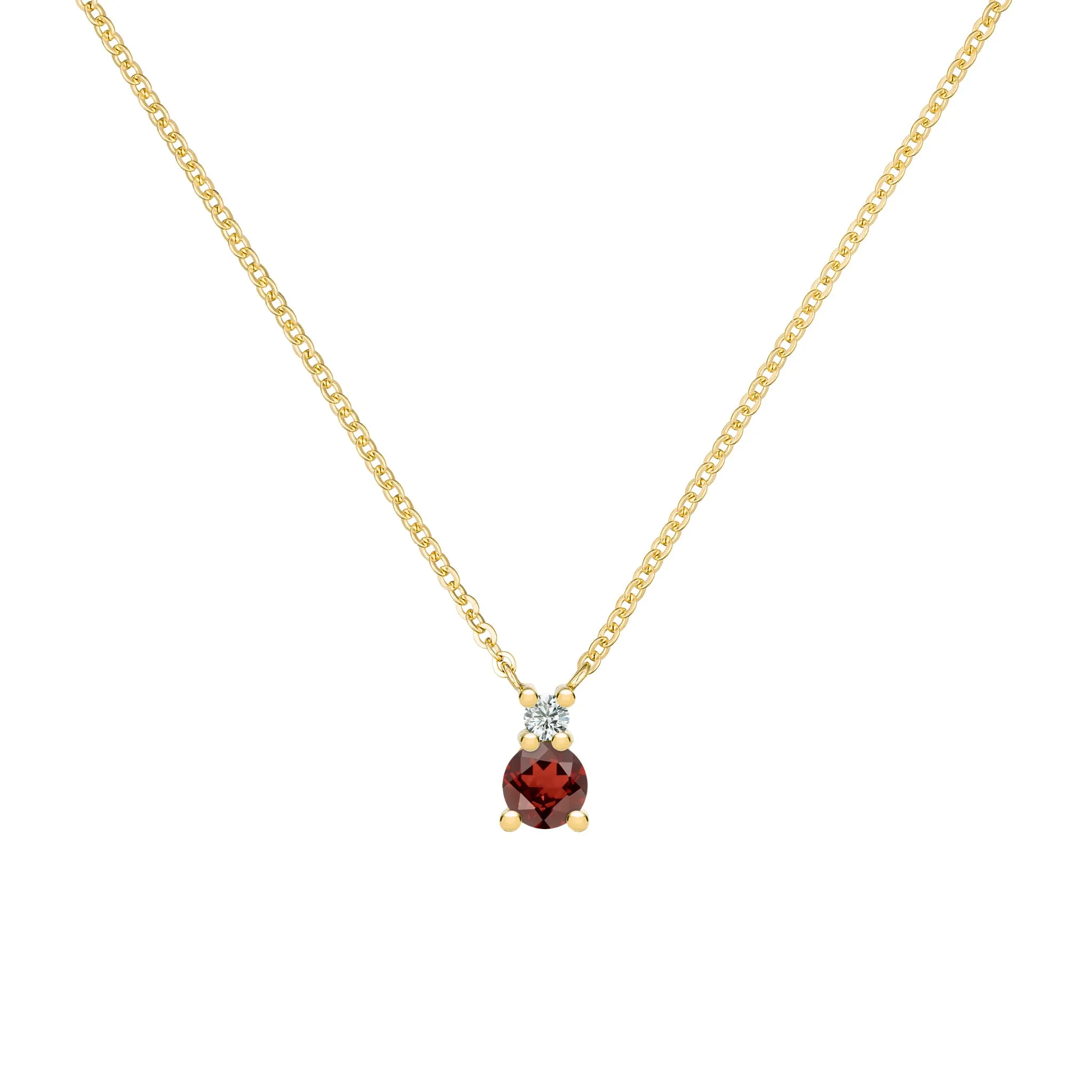 Greenwich Solitaire Garnet & Diamond Necklace in 14k Gold (January) sold by Haverhill