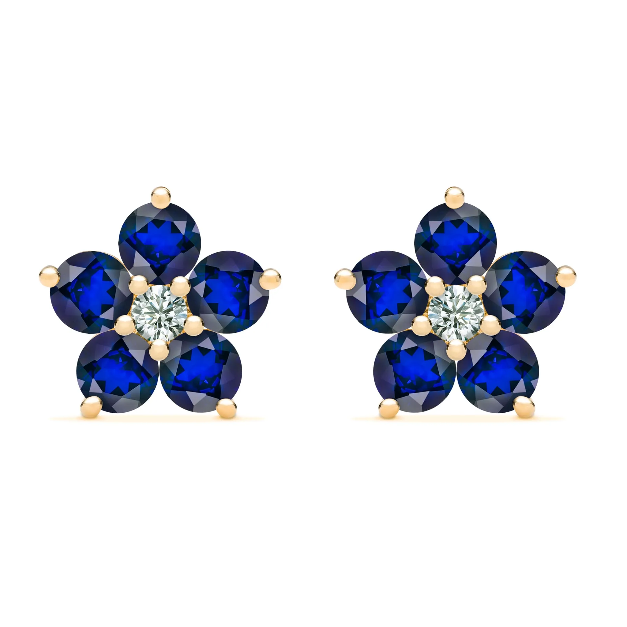 Greenwich Flower Sapphire & Diamond Earrings in 14k Gold (September) sold by Haverhill