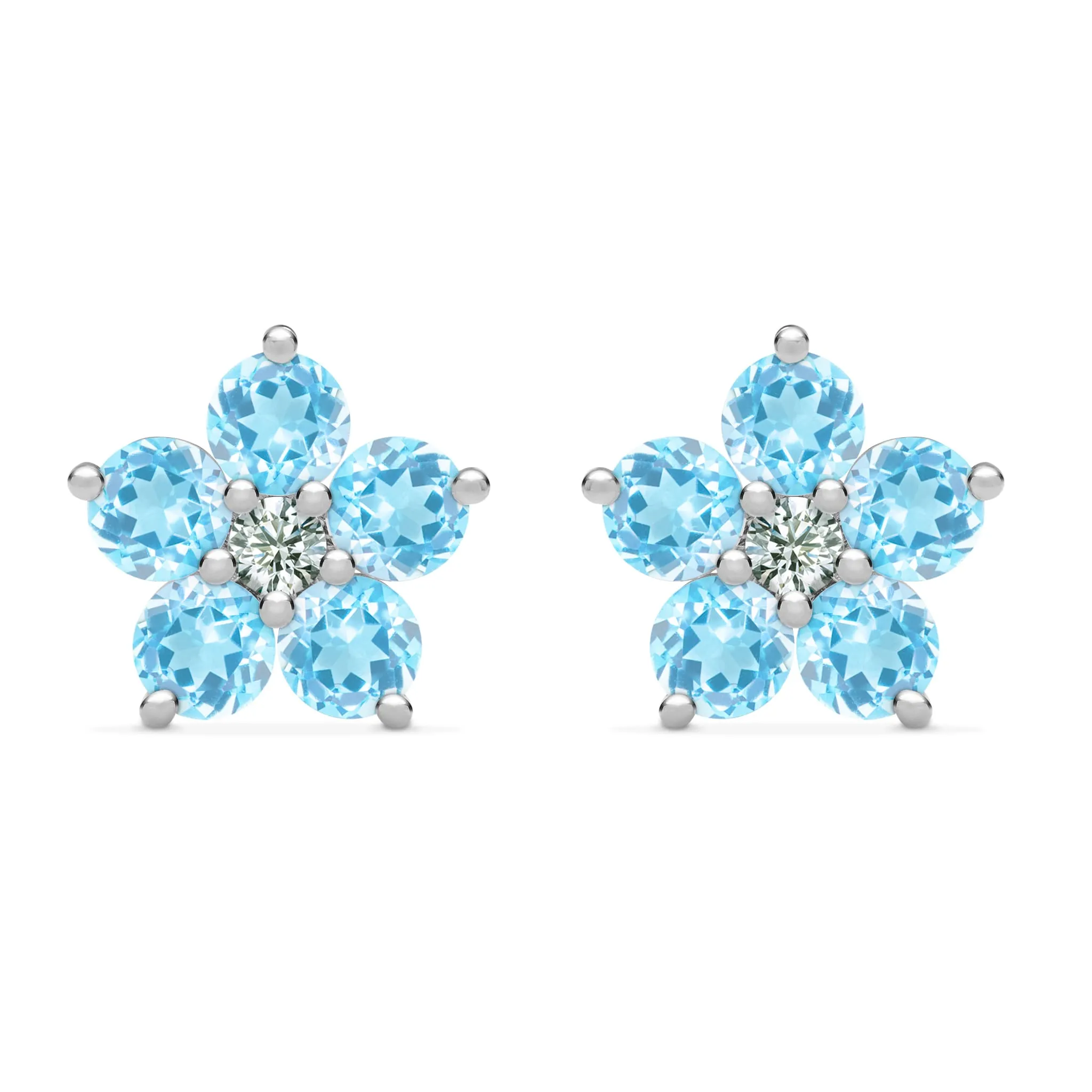 Greenwich Flower Nantucket Blue Topaz & Diamond Earrings in 14k Gold (December) sold by Haverhill product image thumbnail 5