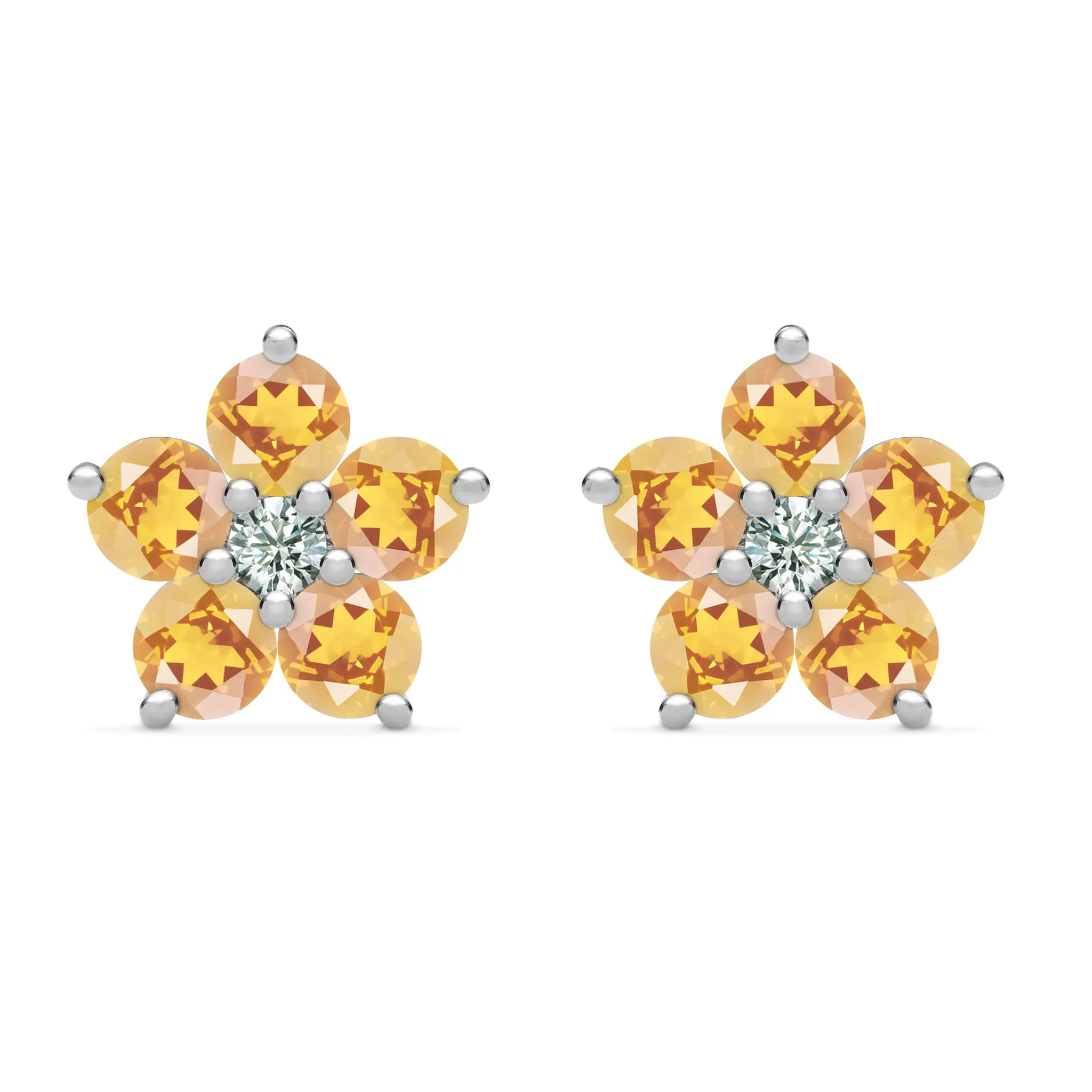 Greenwich Flower Citrine & Diamond Earrings in 14k Gold (November) sold by Haverhill product image thumbnail 5
