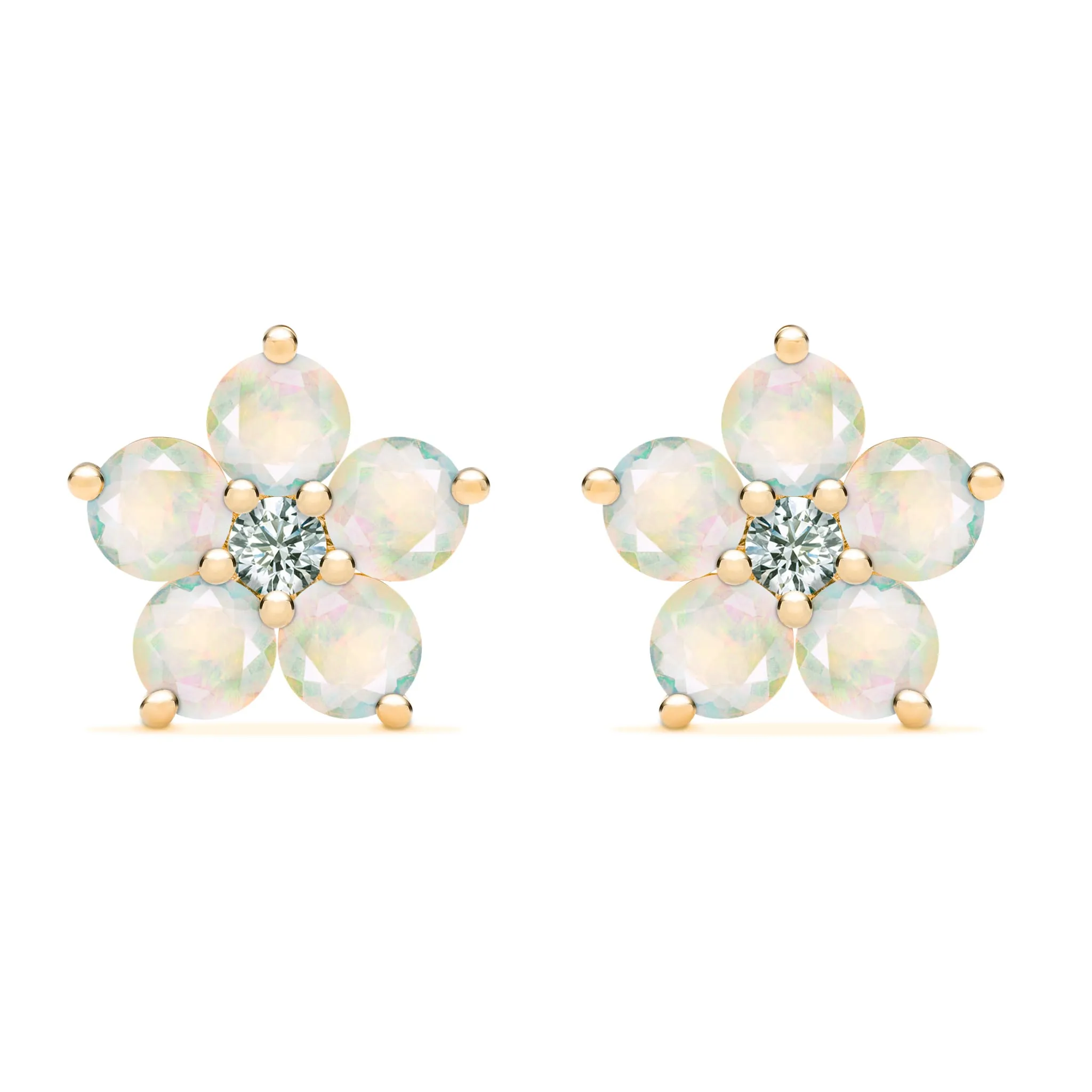 Greenwich Flower Opal & Diamond Earrings in 14k Gold (October) sold by Haverhill