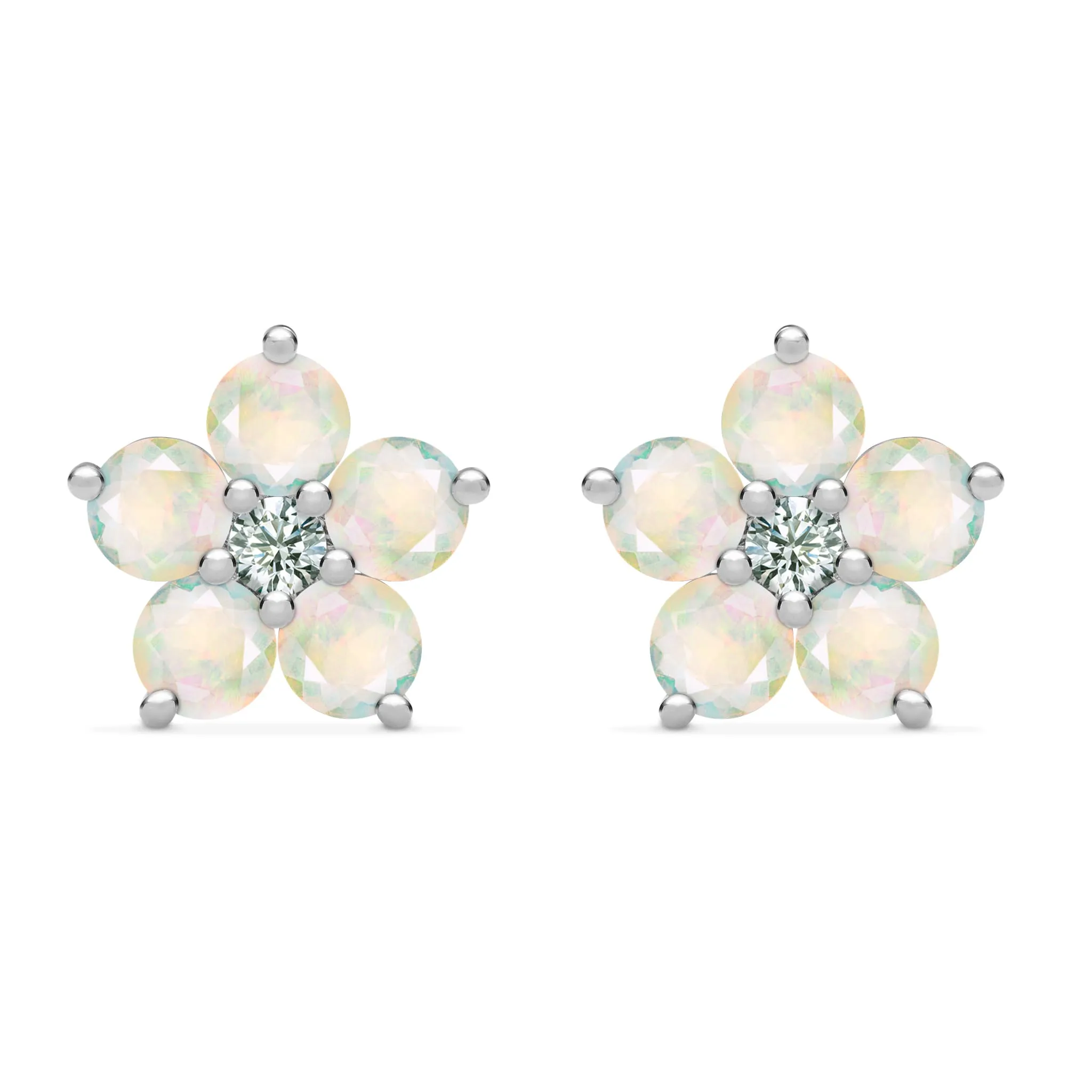 Greenwich Flower Opal & Diamond Earrings in 14k Gold (October) sold by Haverhill product image thumbnail 5