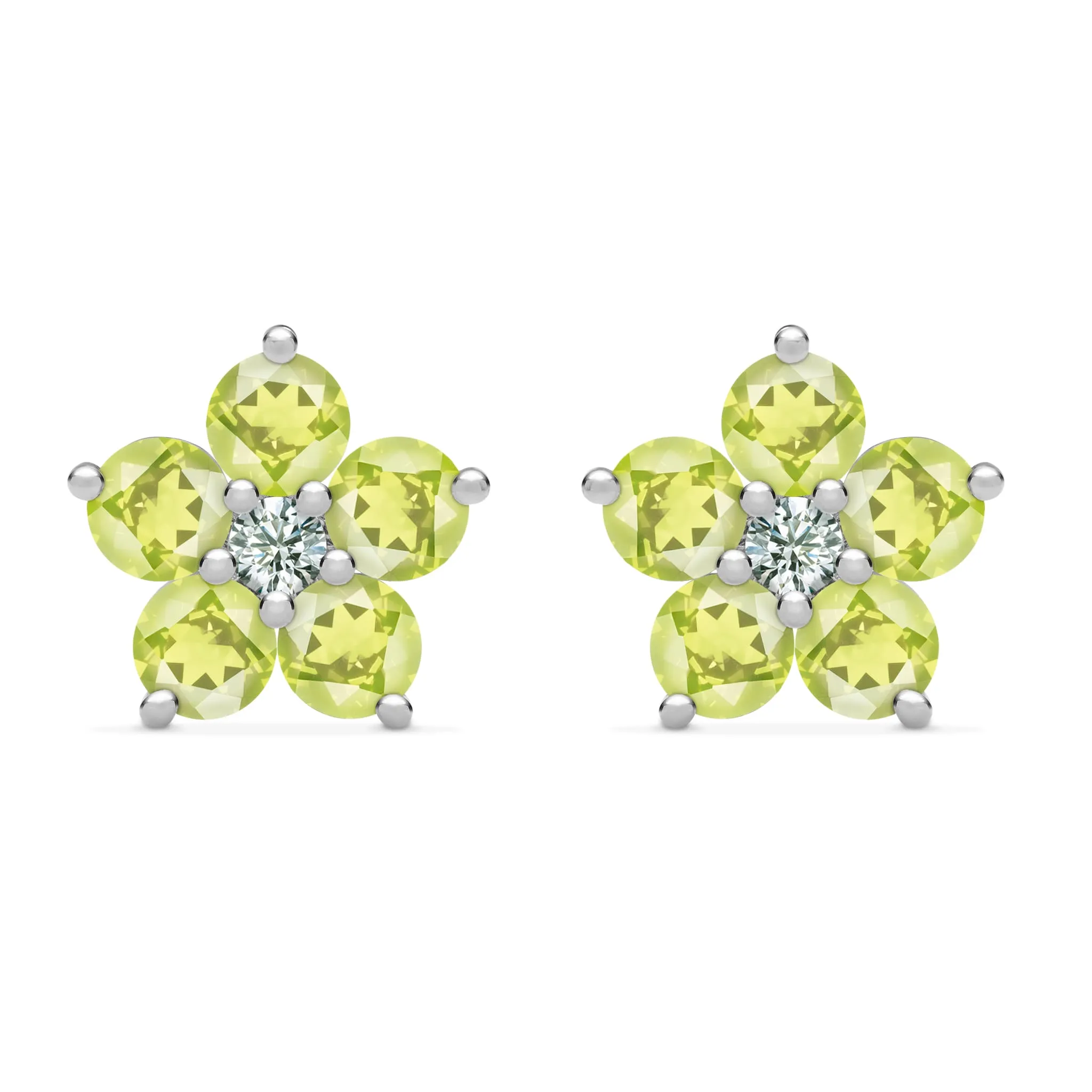 Greenwich Flower Peridot & Diamond Earrings in 14k Gold (August) sold by Haverhill product image thumbnail 5