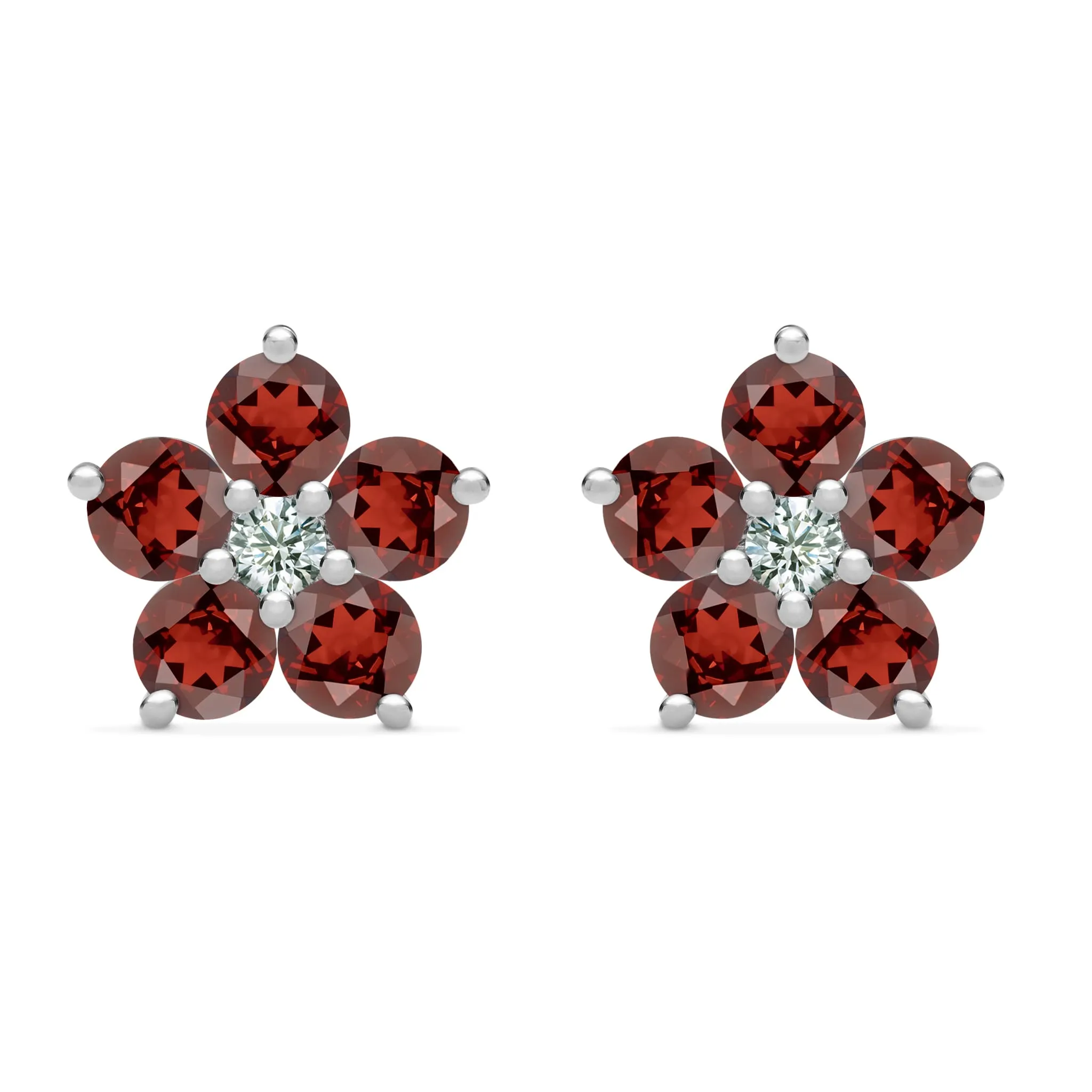 Greenwich Flower Garnet & Diamond Earrings in 14k Gold (January) sold by Haverhill product image thumbnail 5