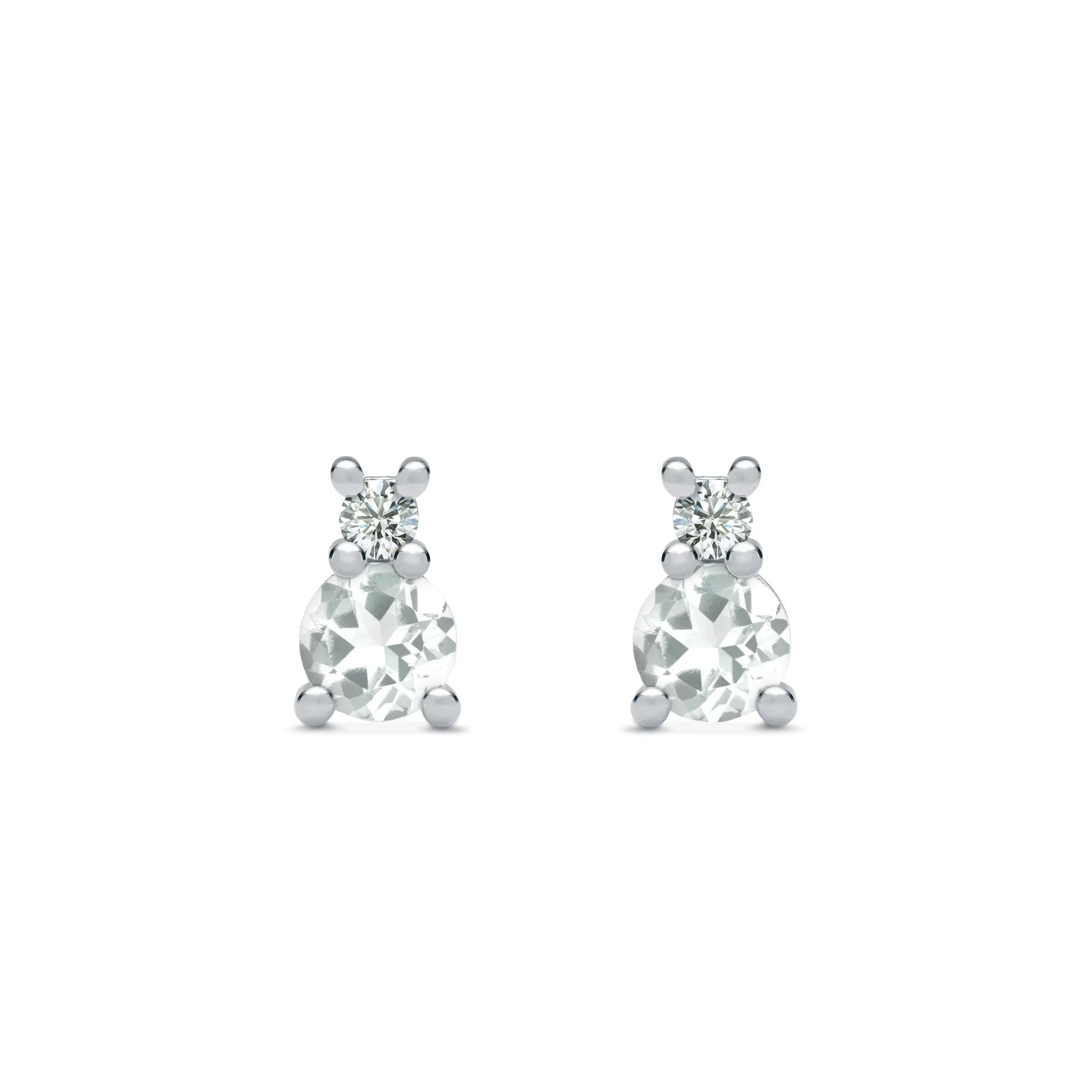 Greenwich Solitaire White Topaz & Diamond Earrings in 14k Gold (April) sold by Haverhill product image thumbnail 5