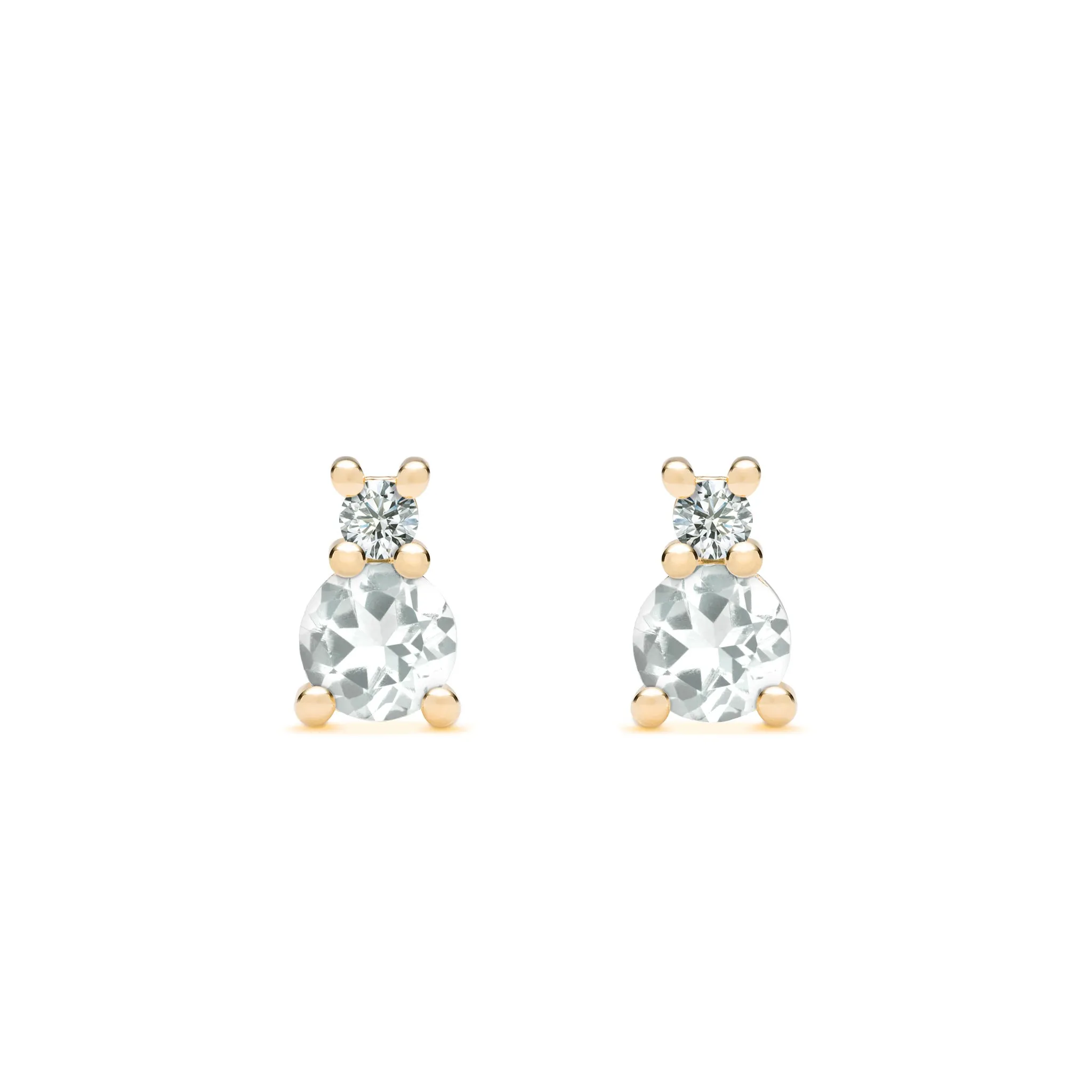 Greenwich Solitaire White Topaz & Diamond Earrings in 14k Gold (April) sold by Haverhill