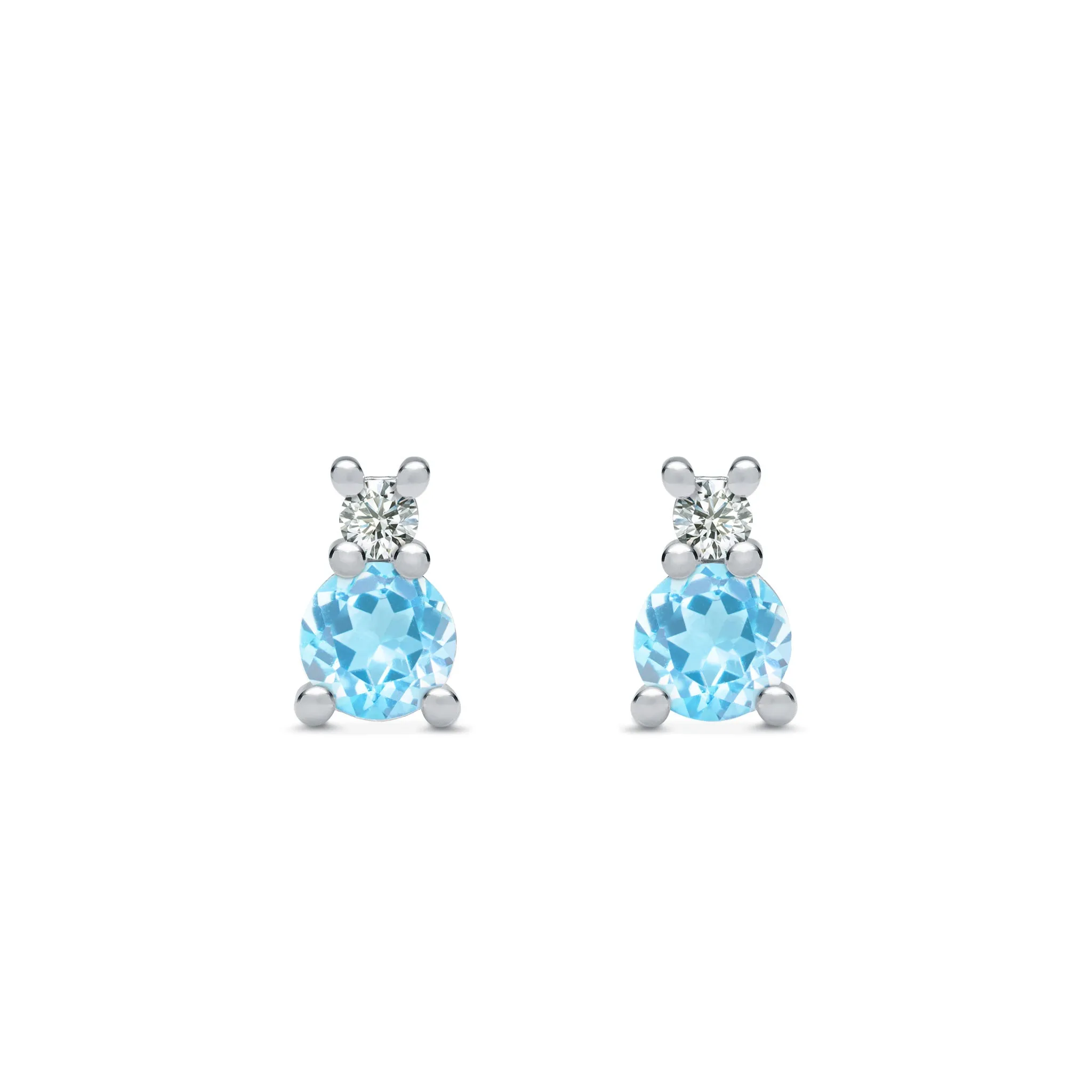 Greenwich Solitaire Nantucket Blue Topaz & Diamond Earrings in 14k Gold (December) sold by Haverhill product image thumbnail 5