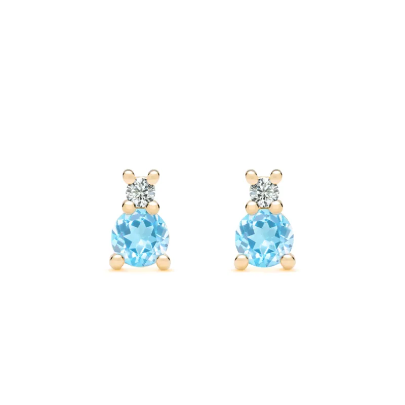Greenwich Solitaire Nantucket Blue Topaz & Diamond Earrings in 14k Gold (December) sold by Haverhill