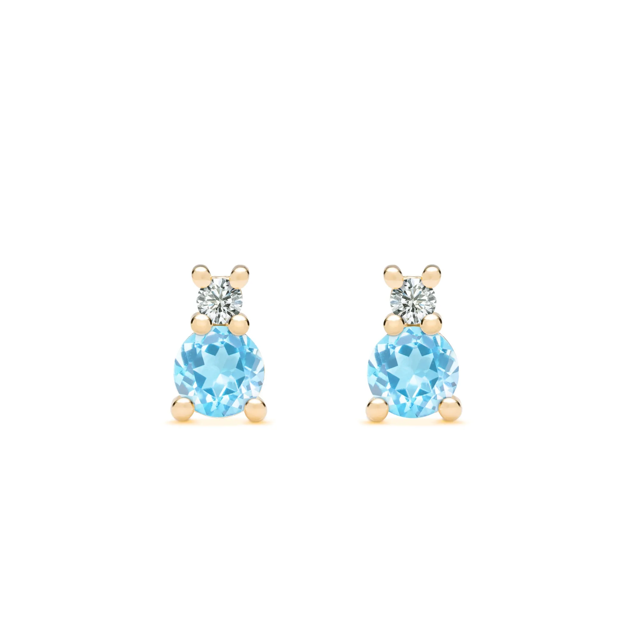 Greenwich Solitaire Nantucket Blue Topaz & Diamond Earrings in 14k Gold (December) sold by Haverhill