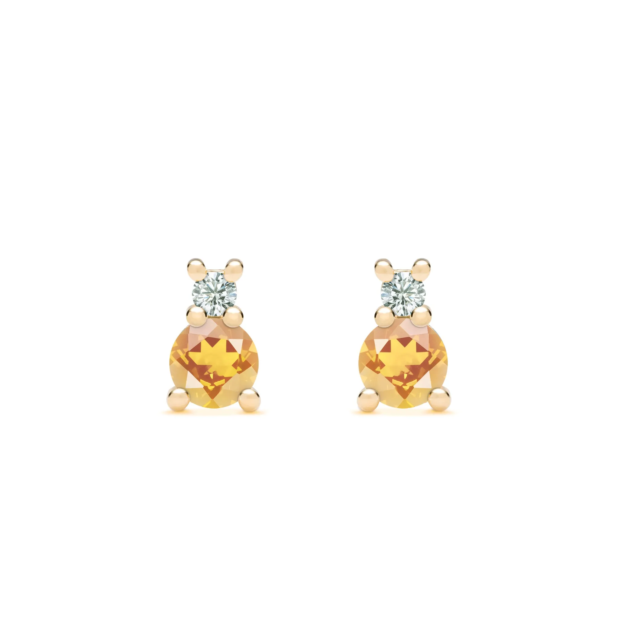 Greenwich Solitaire Citrine & Diamond Earrings in 14k Gold (November) sold by Haverhill