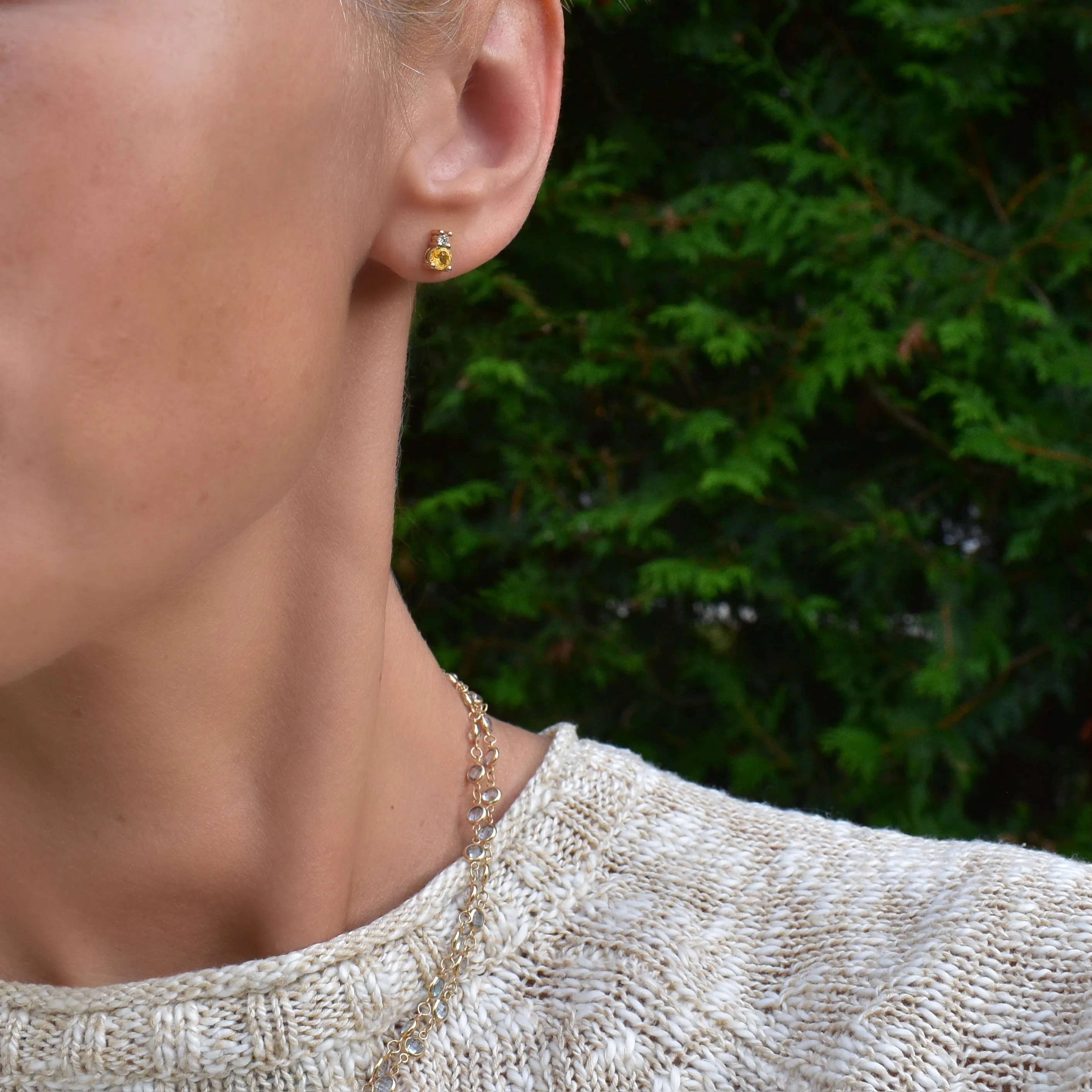 Greenwich Solitaire Citrine & Diamond Earrings in 14k Gold (November) sold by Haverhill product image thumbnail 2