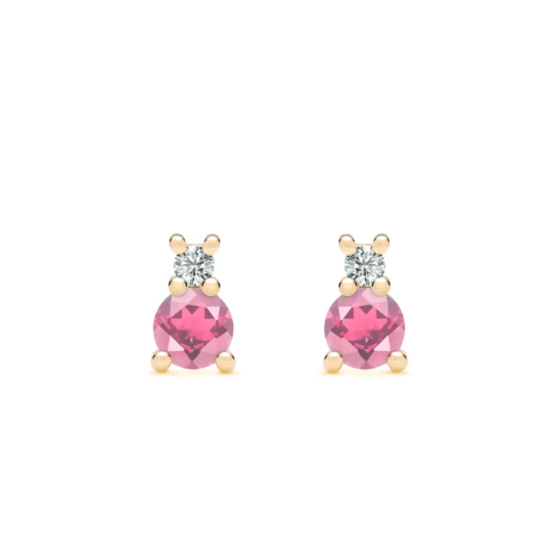 Greenwich Solitaire Pink Tourmaline & Diamond Earrings in 14k Gold (October) sold by Haverhill