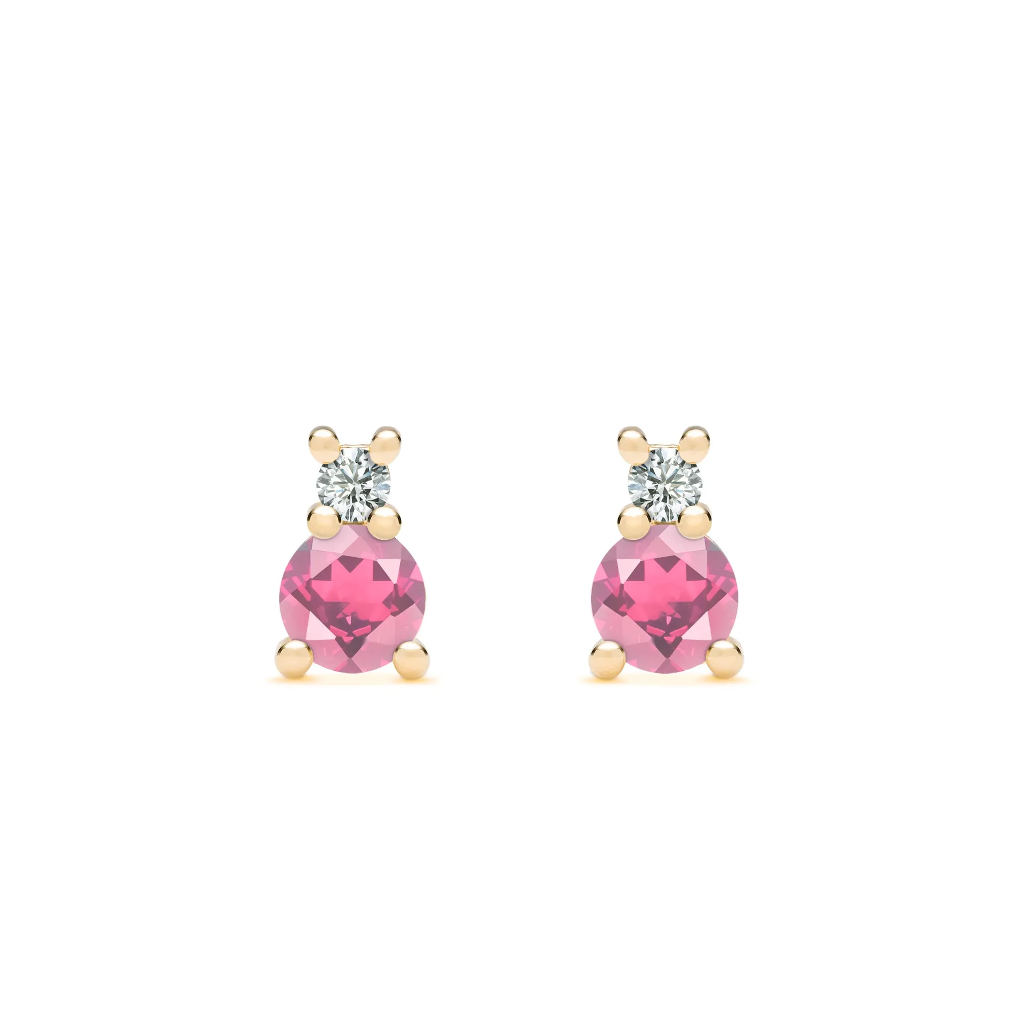Greenwich Solitaire Pink Tourmaline & Diamond Earrings in 14k Gold (October) sold by Haverhill