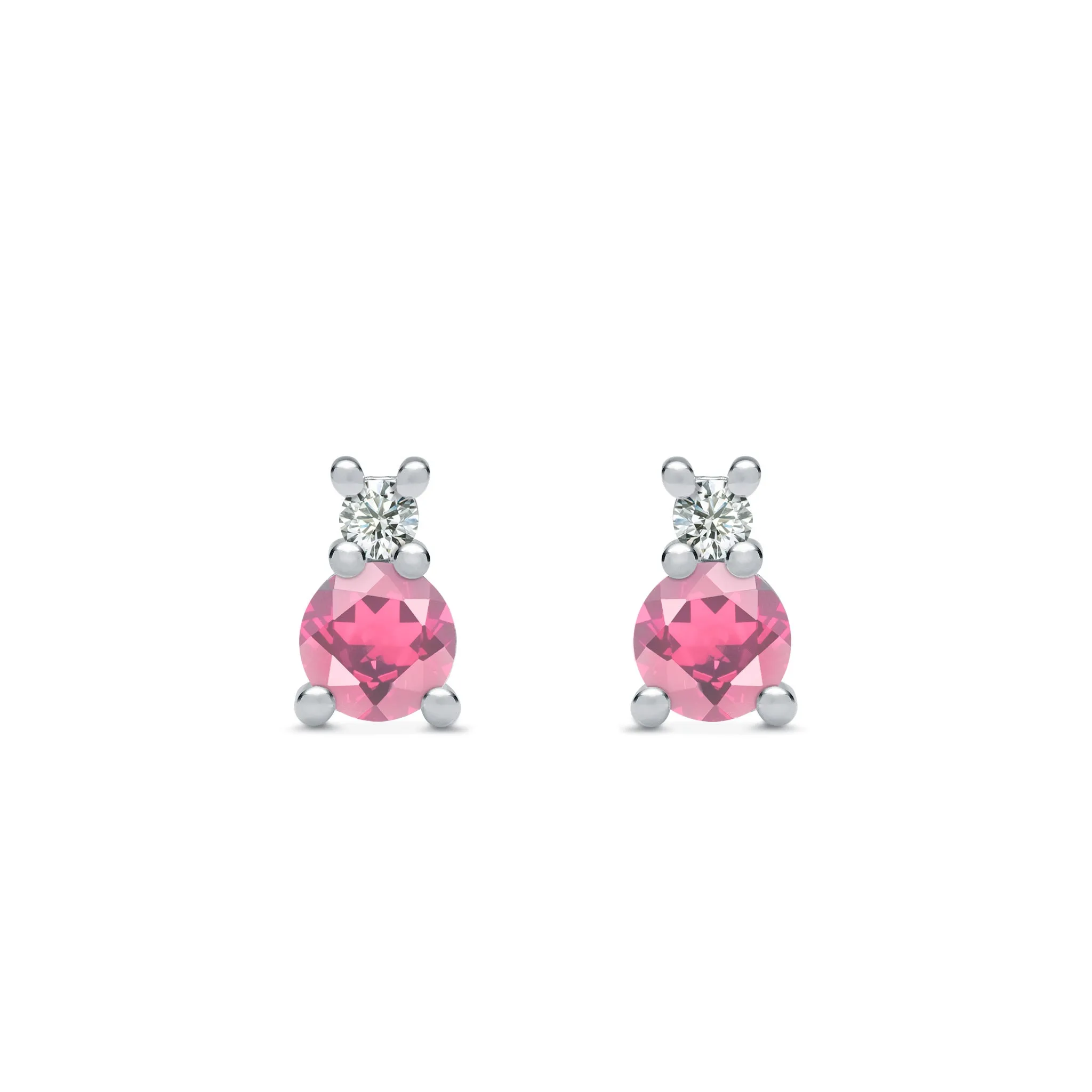 Greenwich Solitaire Pink Tourmaline & Diamond Earrings in 14k Gold (October) sold by Haverhill product image thumbnail 5