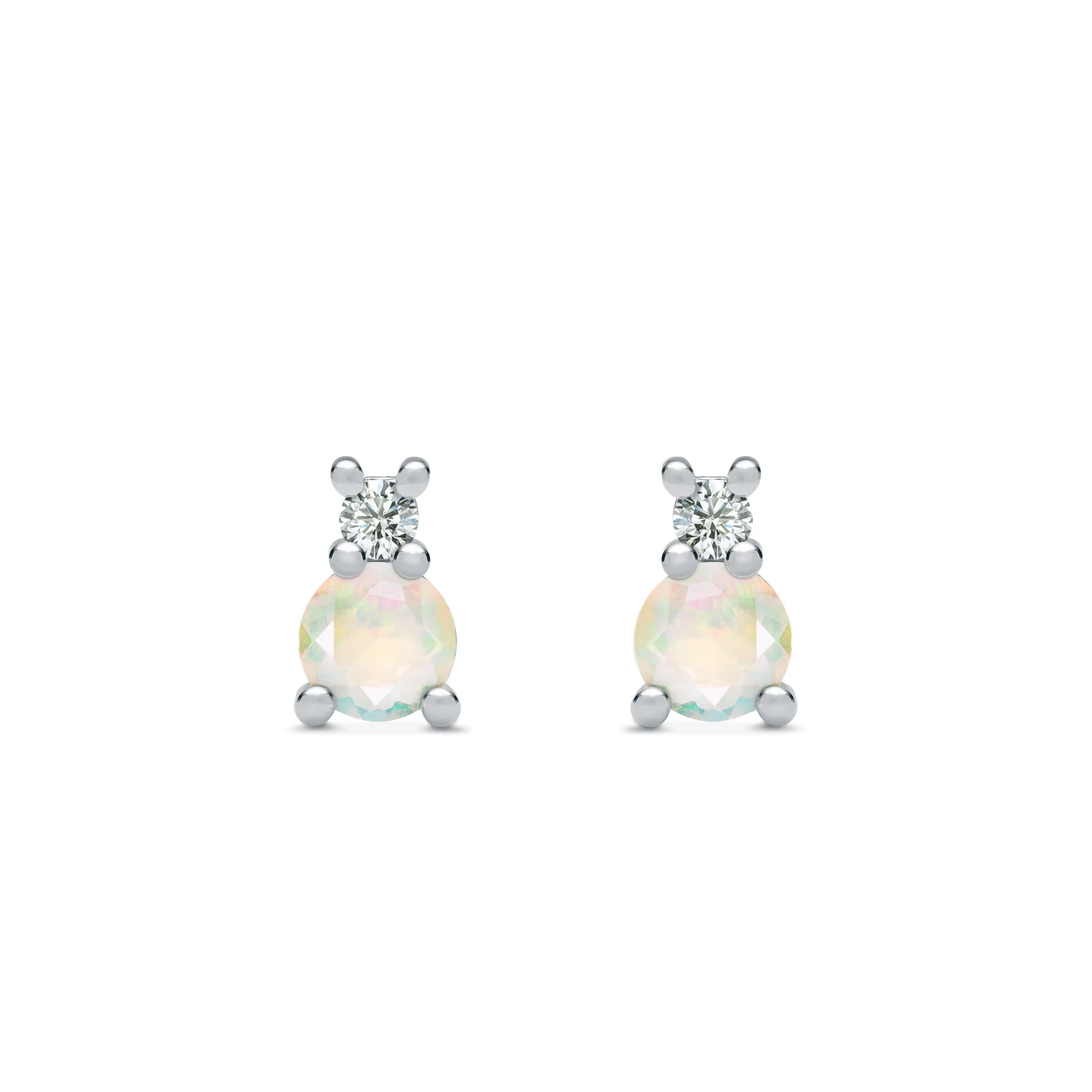 Greenwich Solitaire Opal & Diamond Earrings in 14k Gold (October) sold by Haverhill product image thumbnail 5