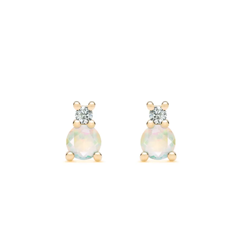 Greenwich Solitaire Opal & Diamond Earrings in 14k Gold (October) sold by Haverhill