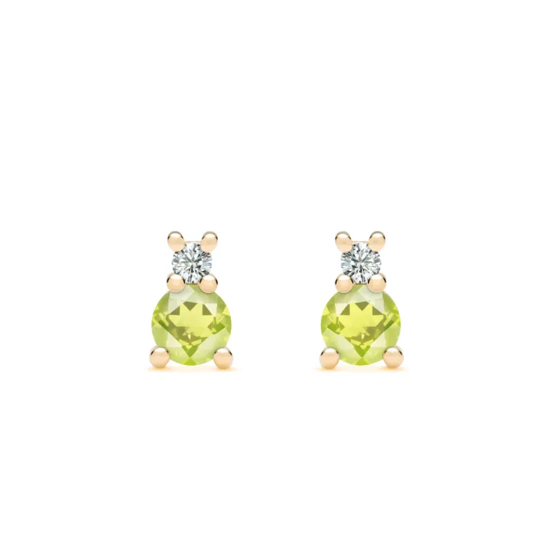 Greenwich Solitaire Peridot & Diamond Earrings in 14k Gold (August) sold by Haverhill