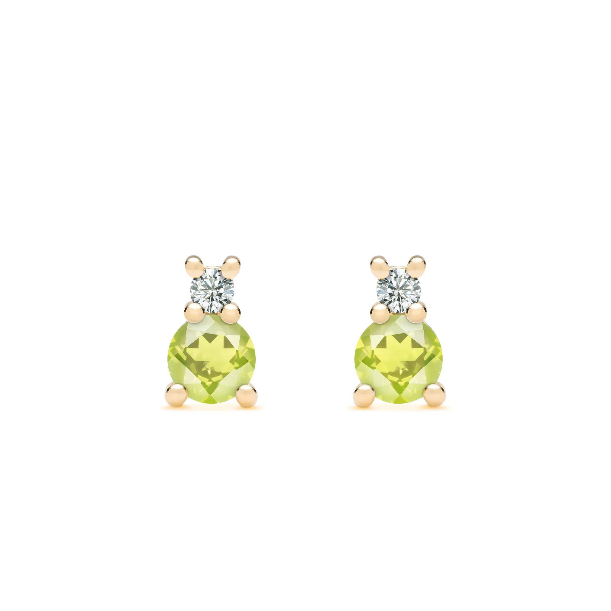 Greenwich Solitaire Peridot & Diamond Earrings in 14k Gold (August) sold by Haverhill