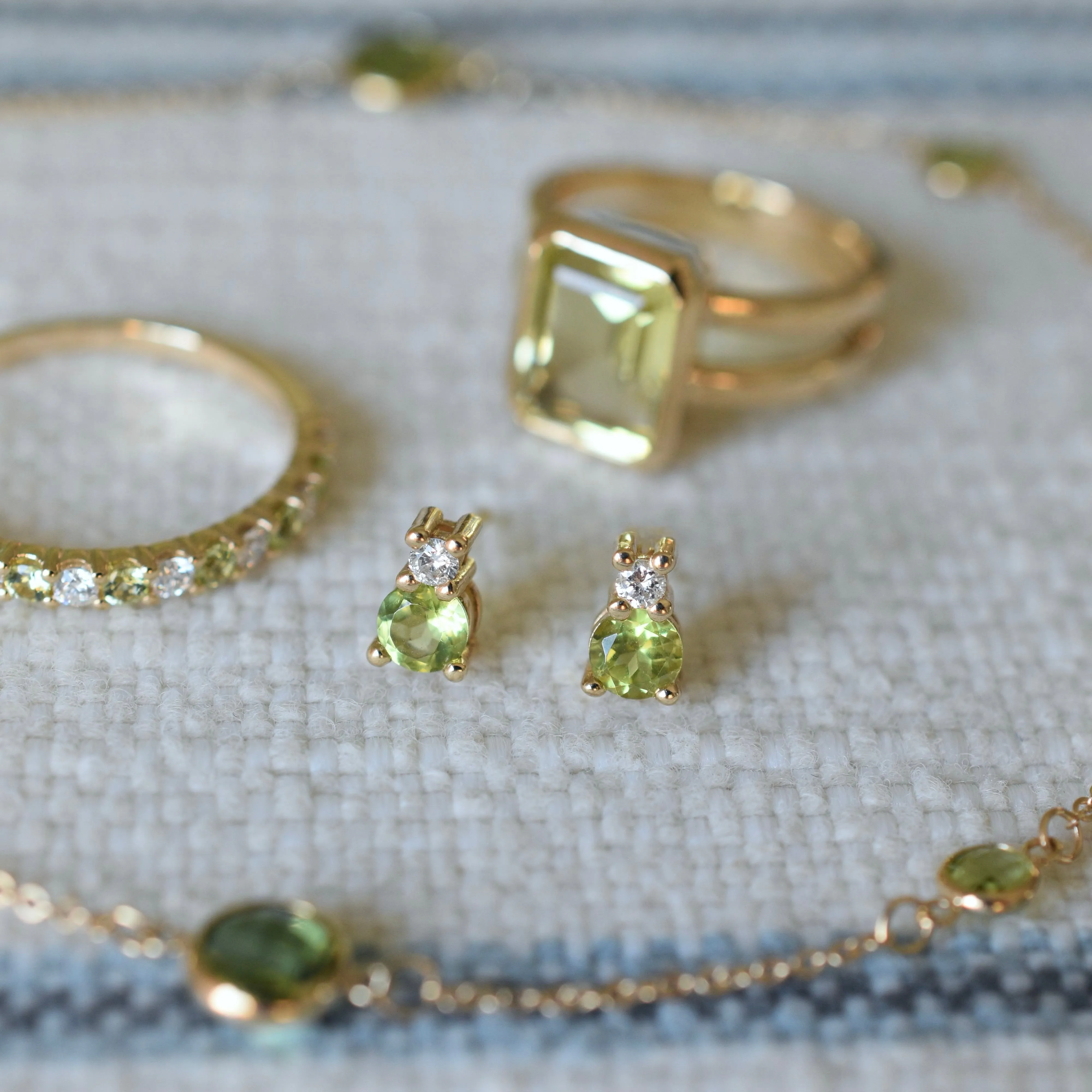 Greenwich Solitaire Peridot & Diamond Earrings in 14k Gold (August) sold by Haverhill product image thumbnail 3