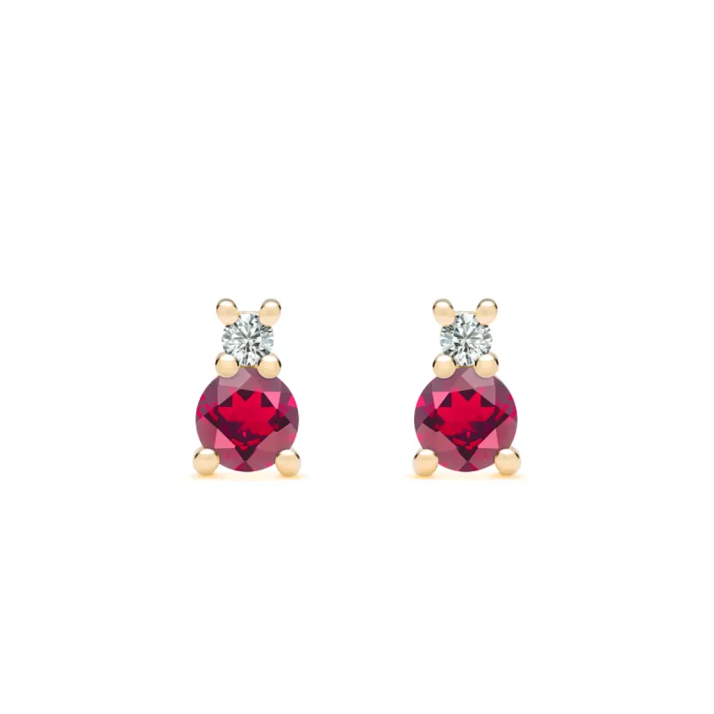 Greenwich Solitaire Ruby & Diamond Earrings in 14k Gold (July) sold by Haverhill