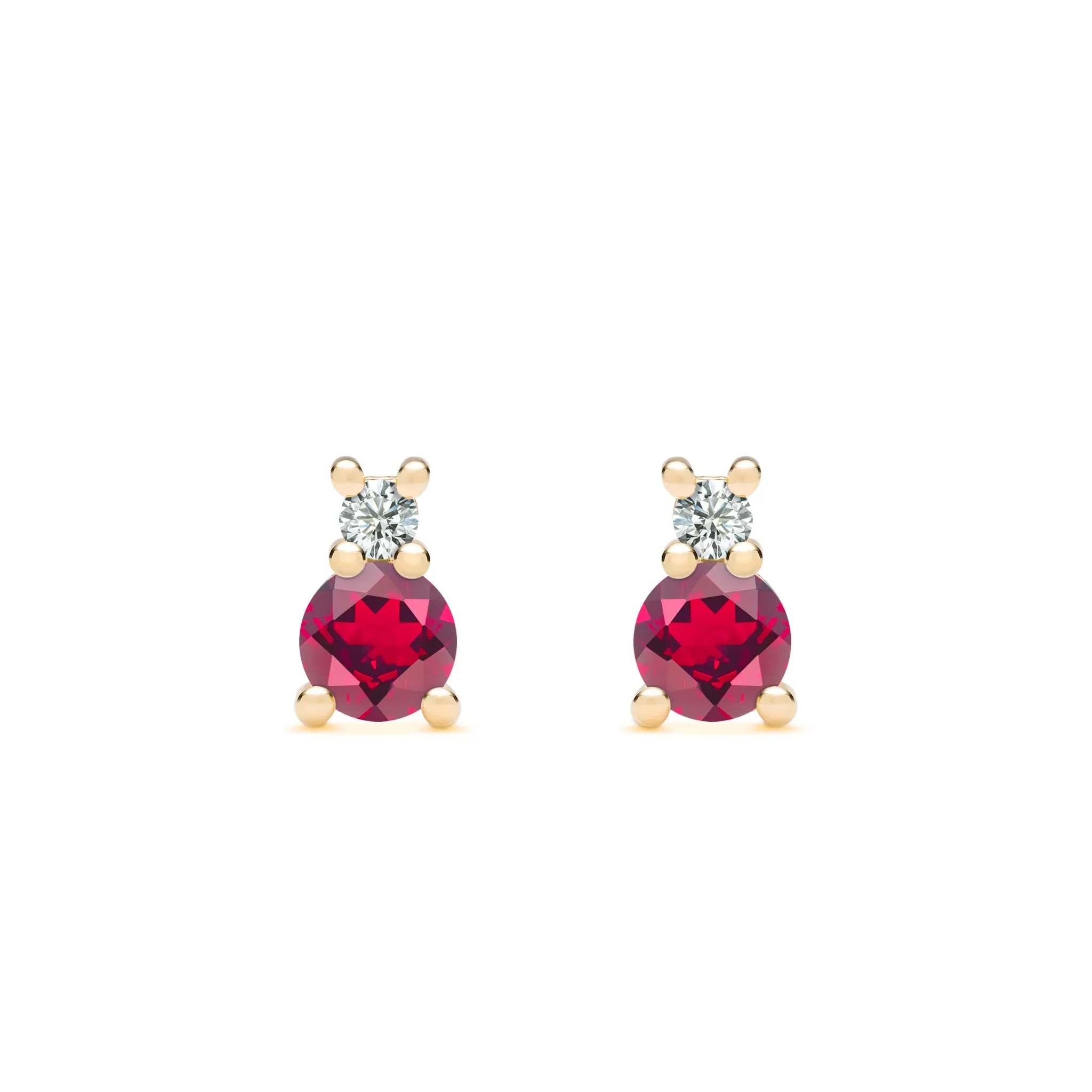 Greenwich Solitaire Ruby & Diamond Earrings in 14k Gold (July) sold by Haverhill