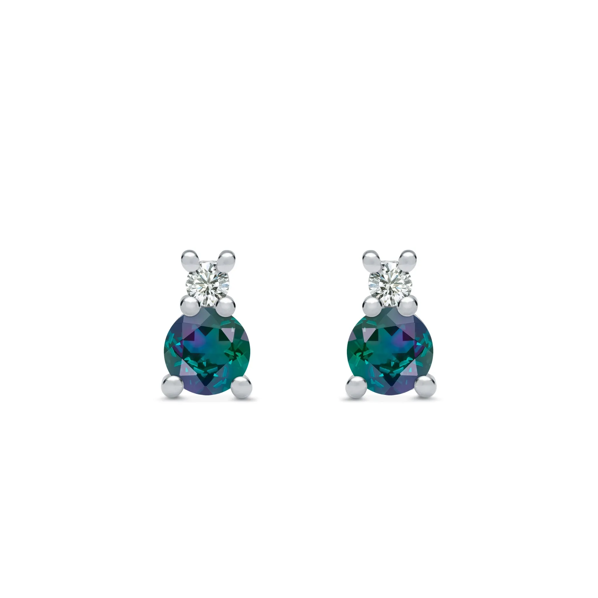Greenwich Solitaire Alexandrite & Diamond Earrings in 14k Gold (June) sold by Haverhill product image thumbnail 5