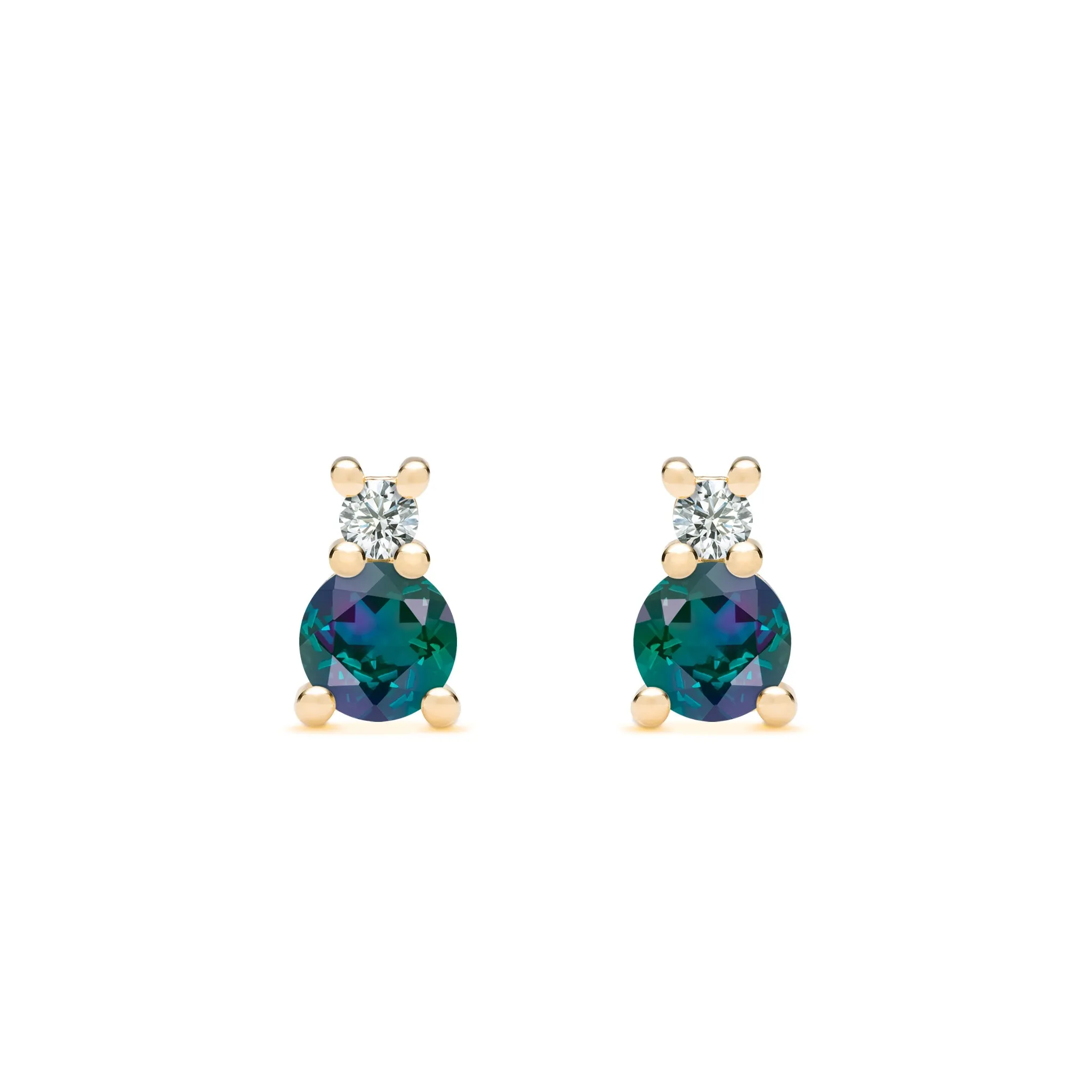 Greenwich Solitaire Alexandrite & Diamond Earrings in 14k Gold (June) sold by Haverhill