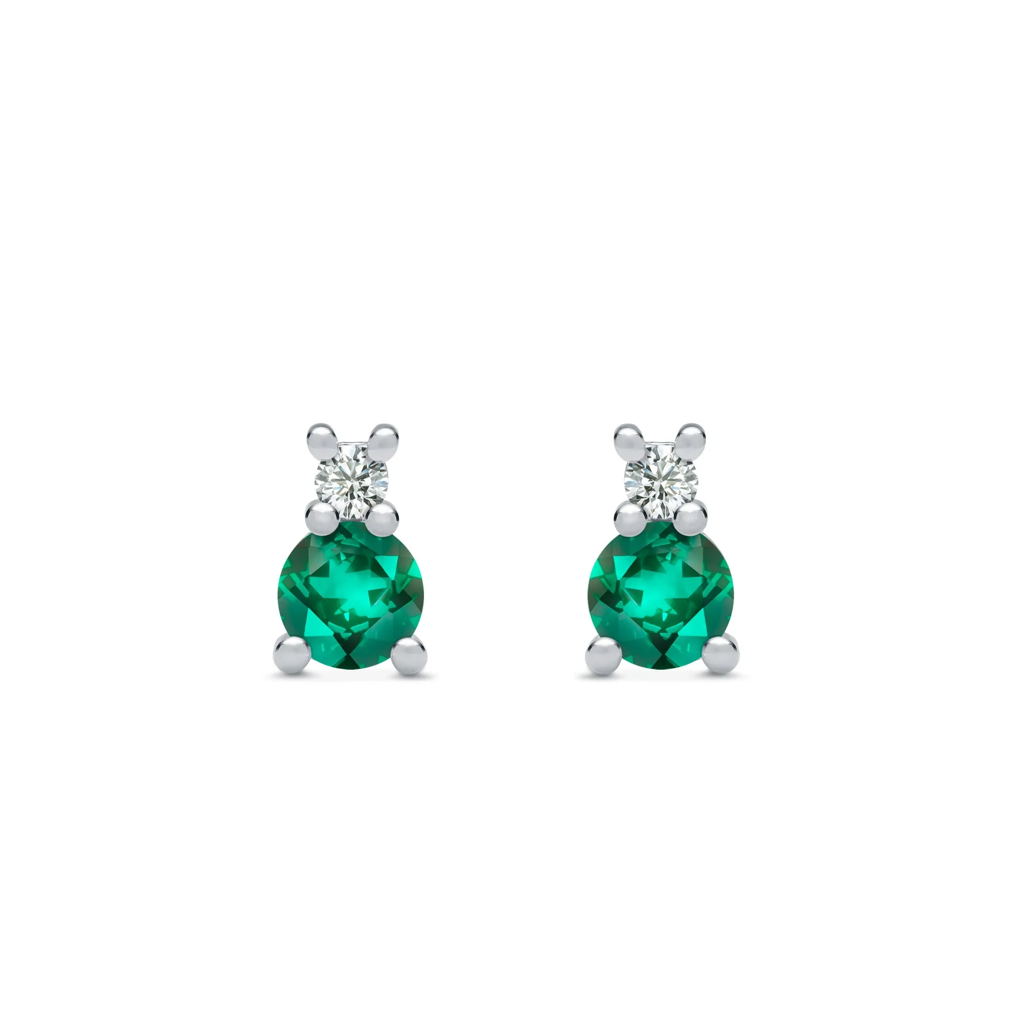 Greenwich Solitaire Emerald & Diamond Earrings in 14k Gold (May) sold by Haverhill product image thumbnail 5