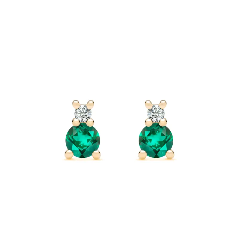 Greenwich Solitaire Emerald & Diamond Earrings in 14k Gold (May) sold by Haverhill