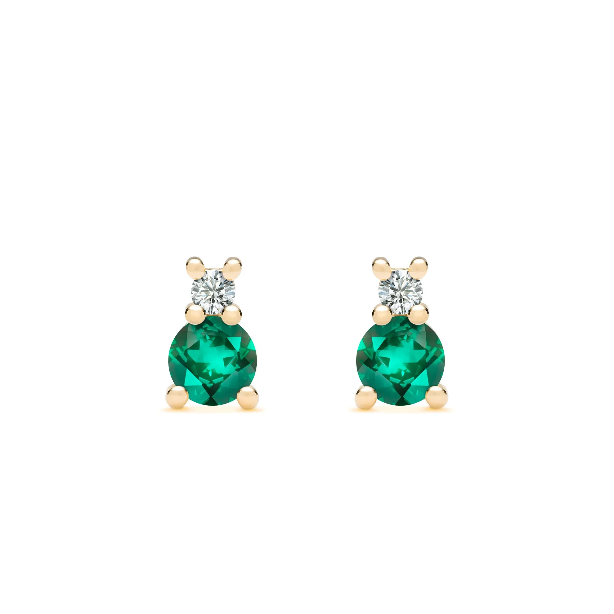 Greenwich Solitaire Emerald & Diamond Earrings in 14k Gold (May) sold by Haverhill