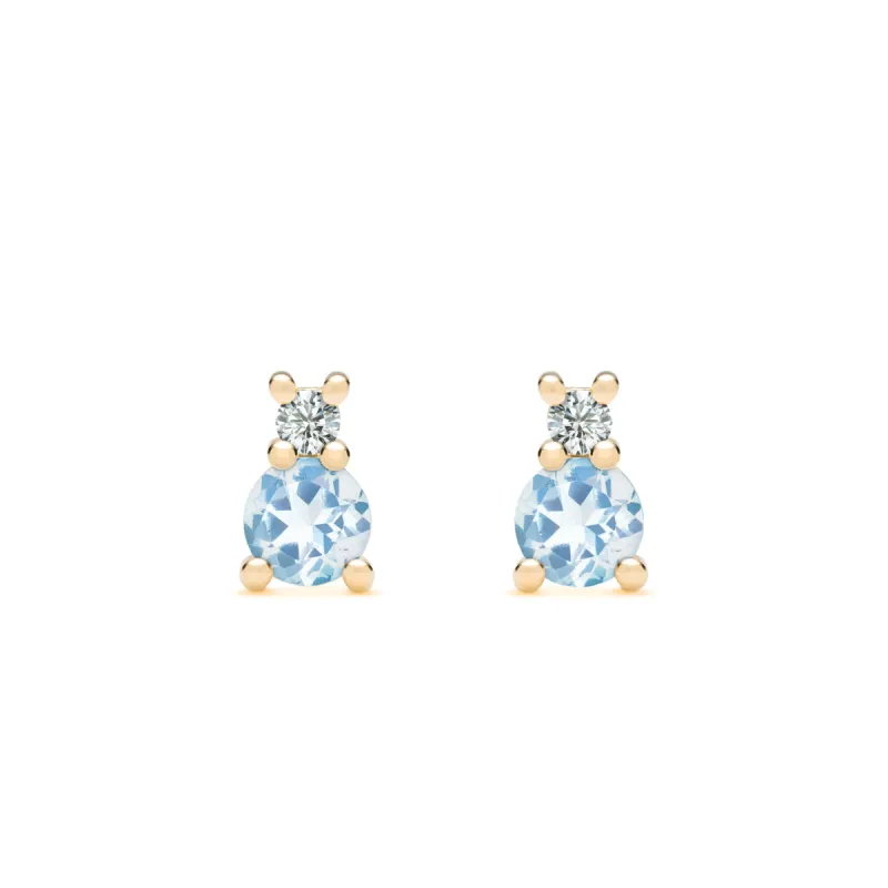 Greenwich Solitaire Aquamarine & Diamond Earrings in 14k Gold (March) sold by Haverhill
