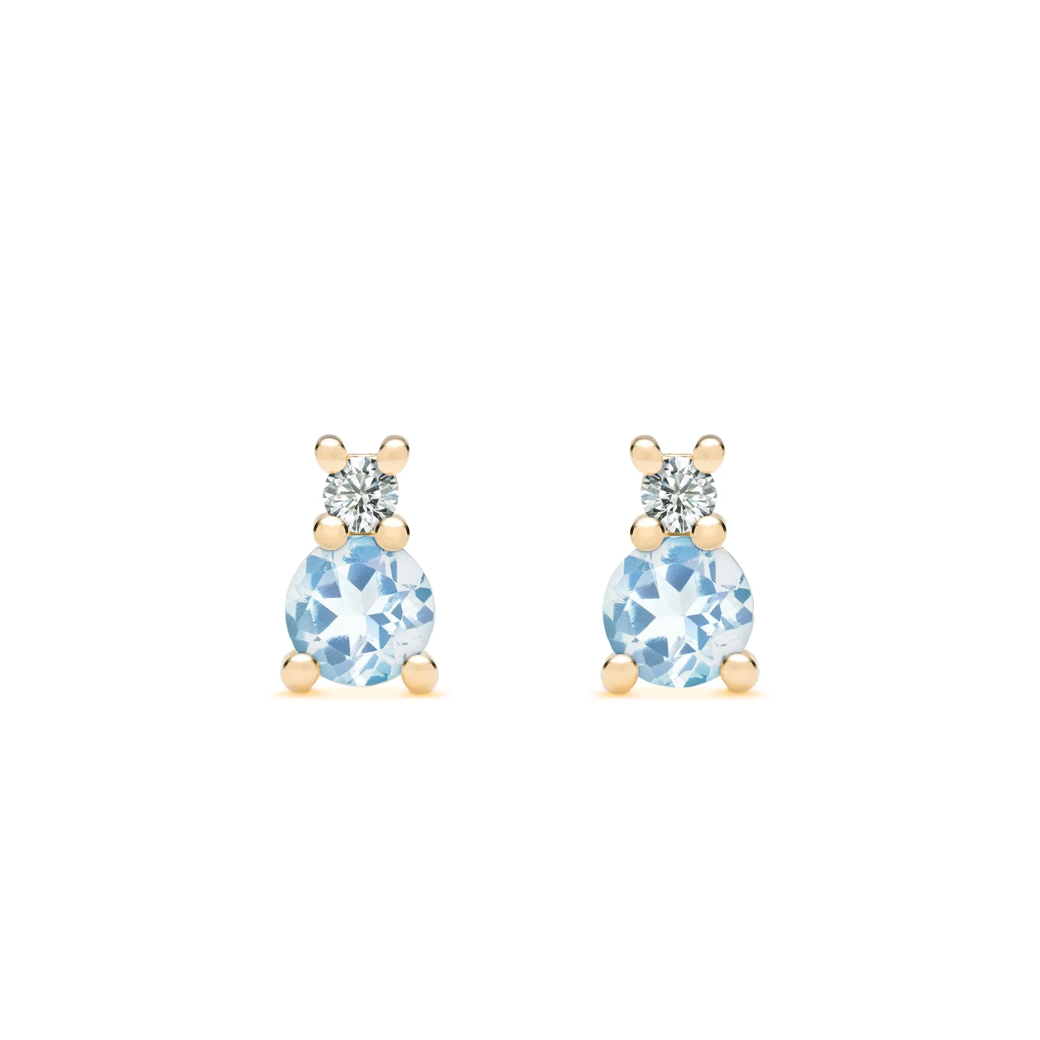Greenwich Solitaire Aquamarine & Diamond Earrings in 14k Gold (March) sold by Haverhill
